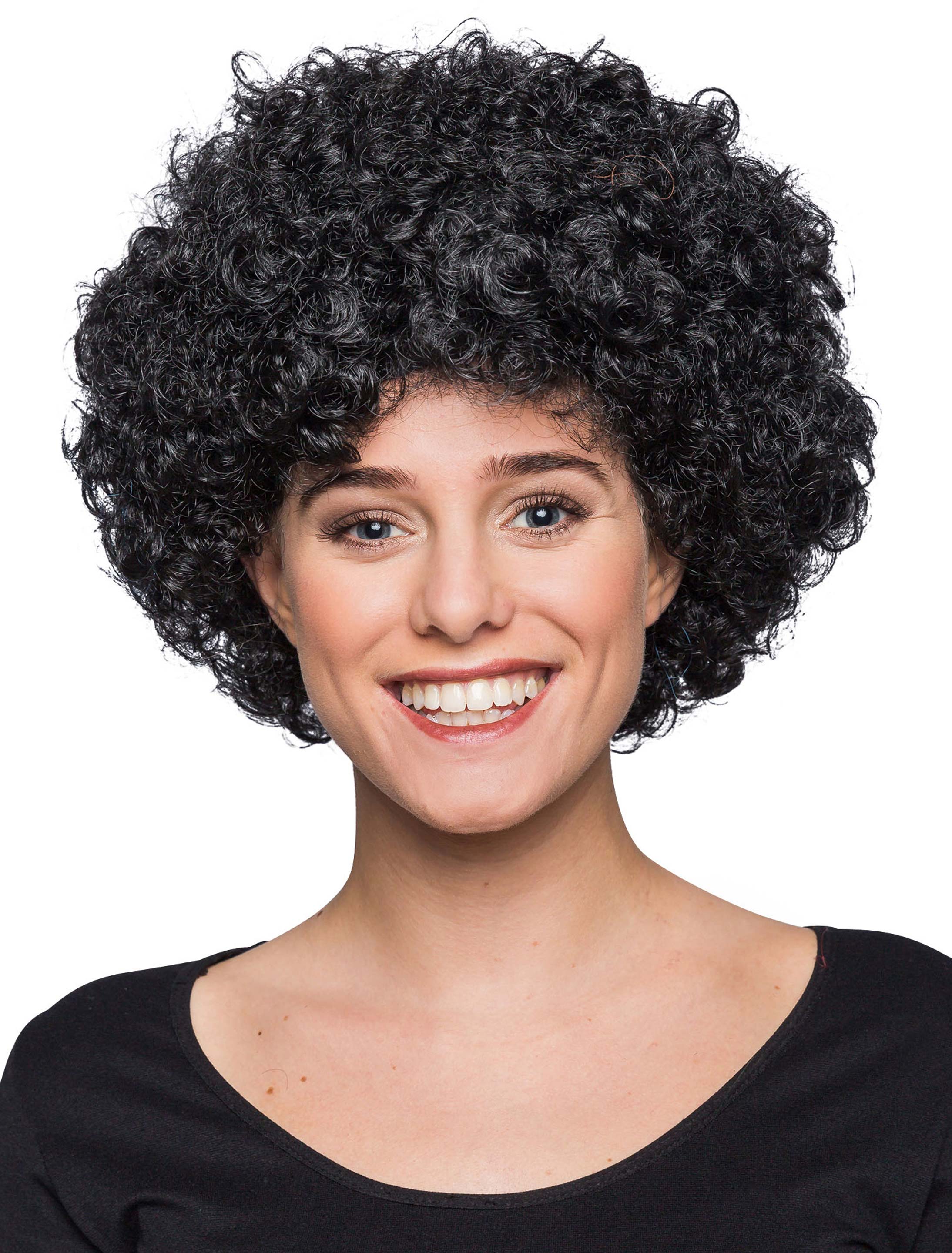 Perücke Hippie Lockenkopf kurz schwarz Perücke Hippie Lockenkopf kurz schwarz