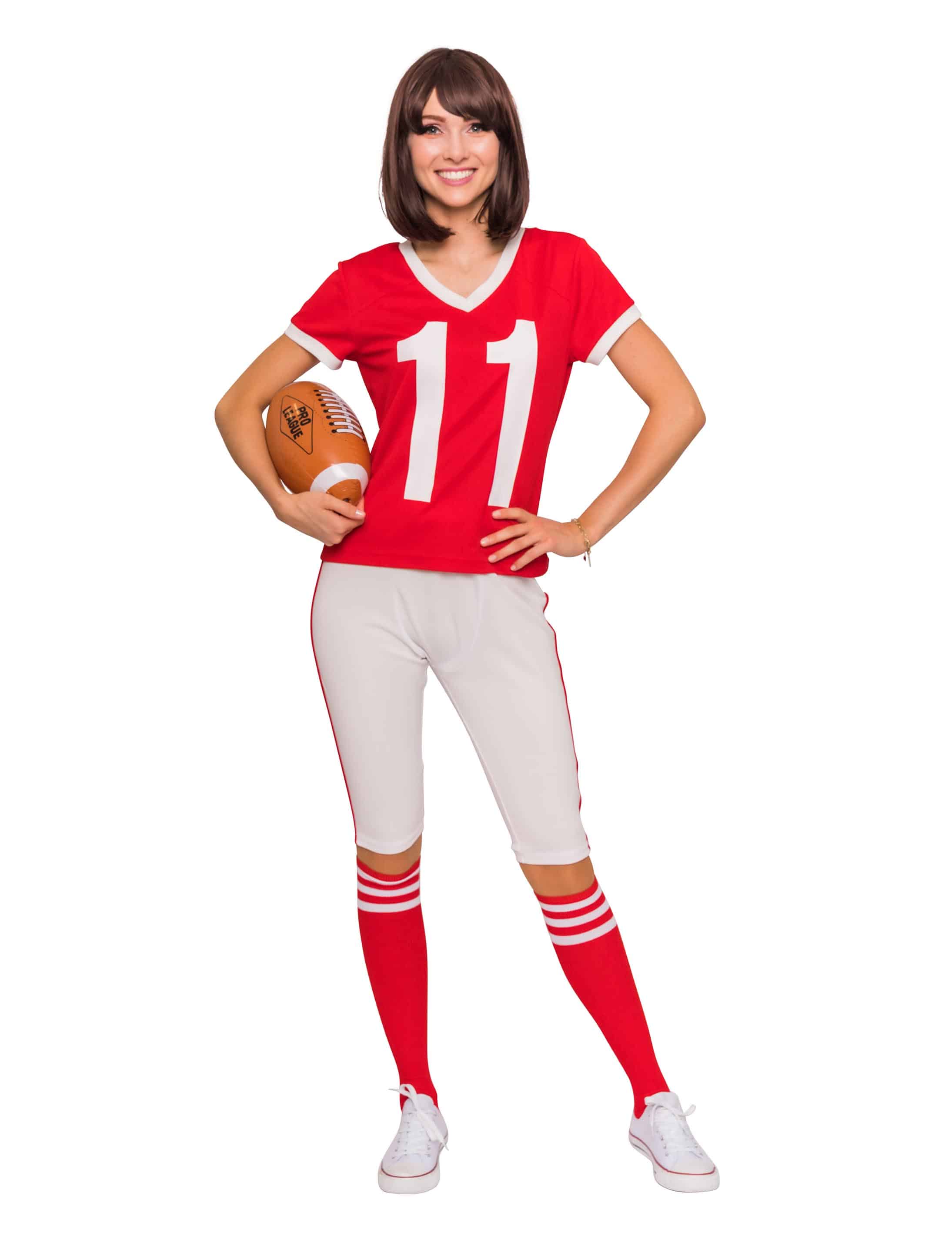 American Footballer Damen 2-tlg. rot/weiß 2XL