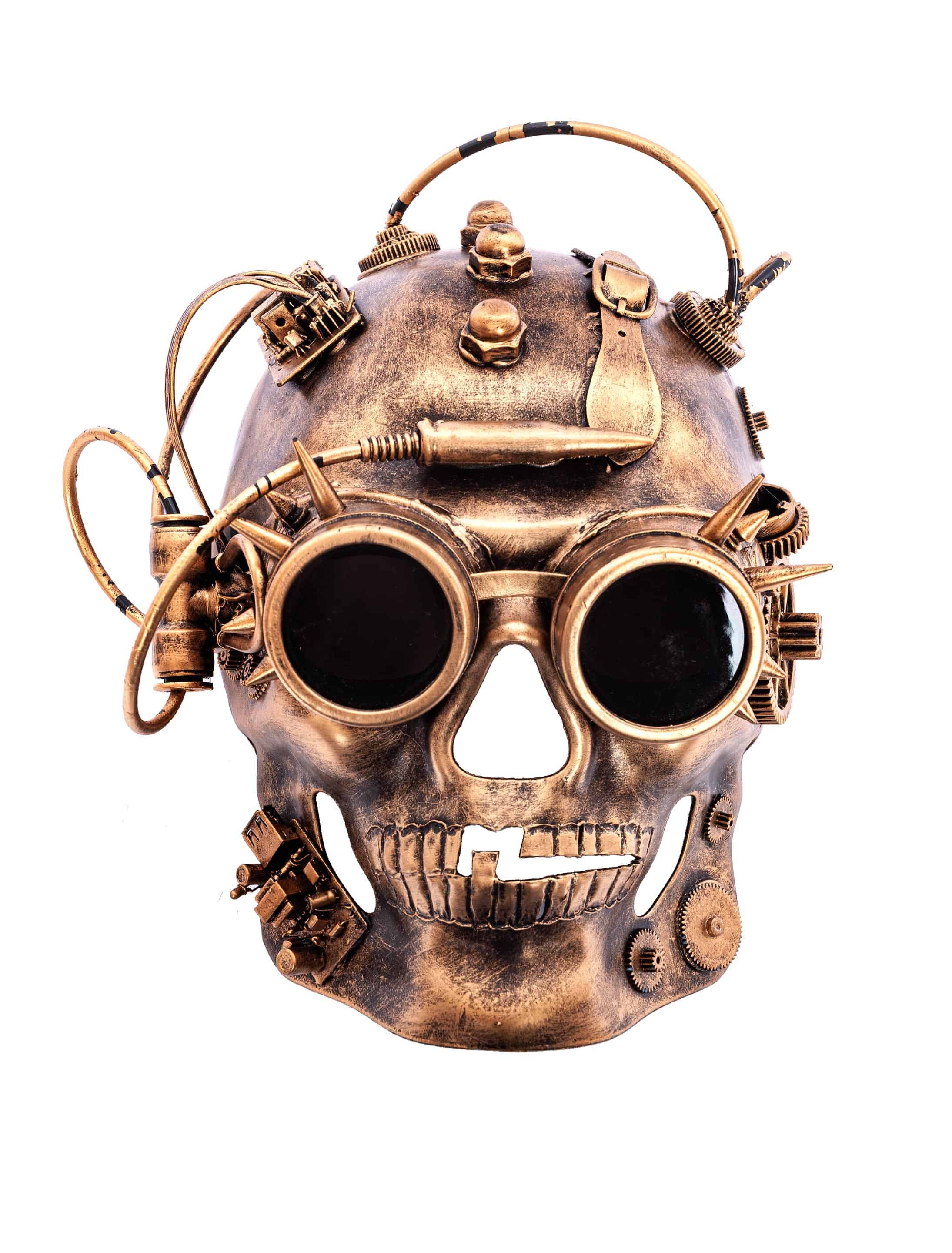 Maske Steampunk Schädel gold