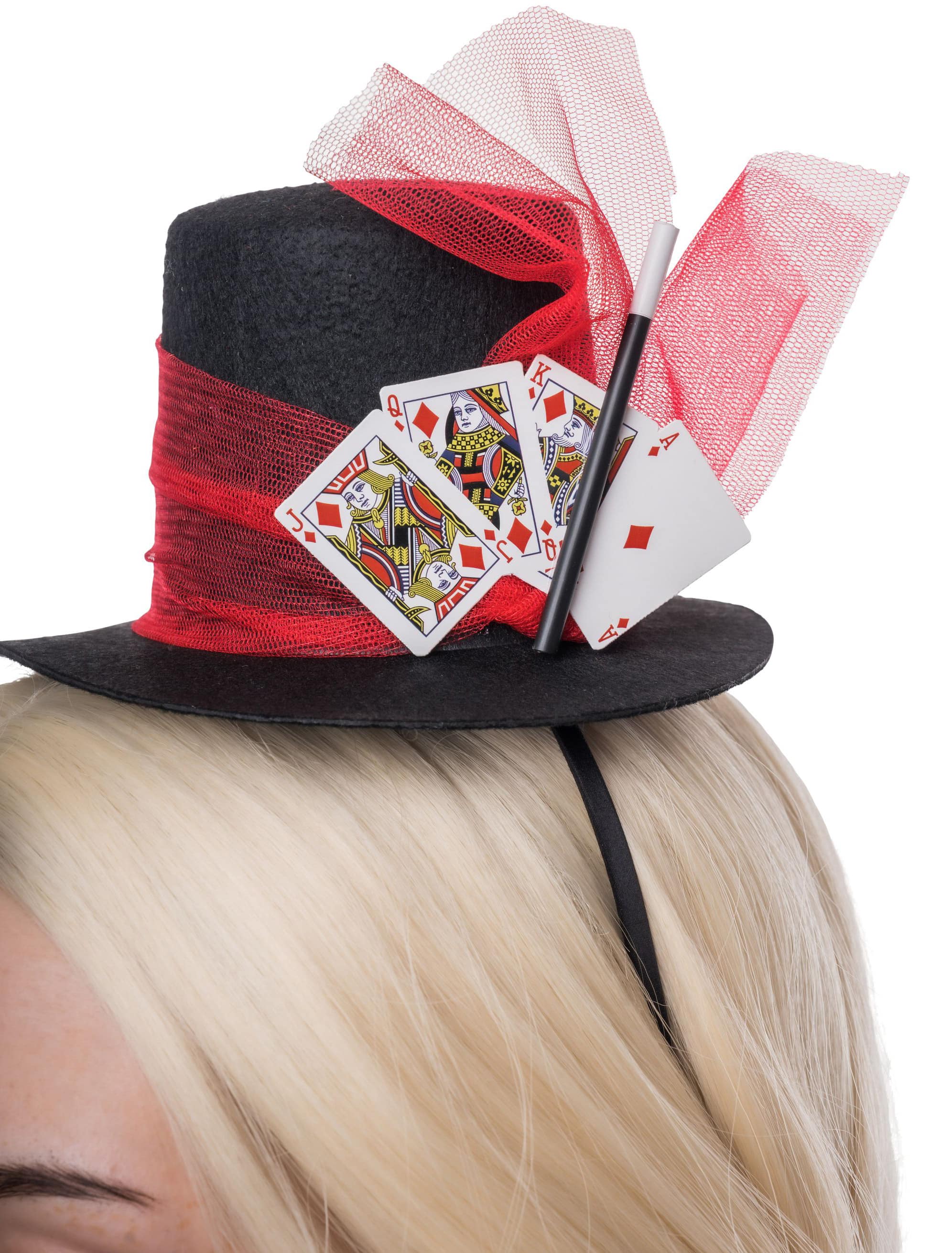Minihut mit Karten schwarz/rot Minihut mit Karten schwarz/rot