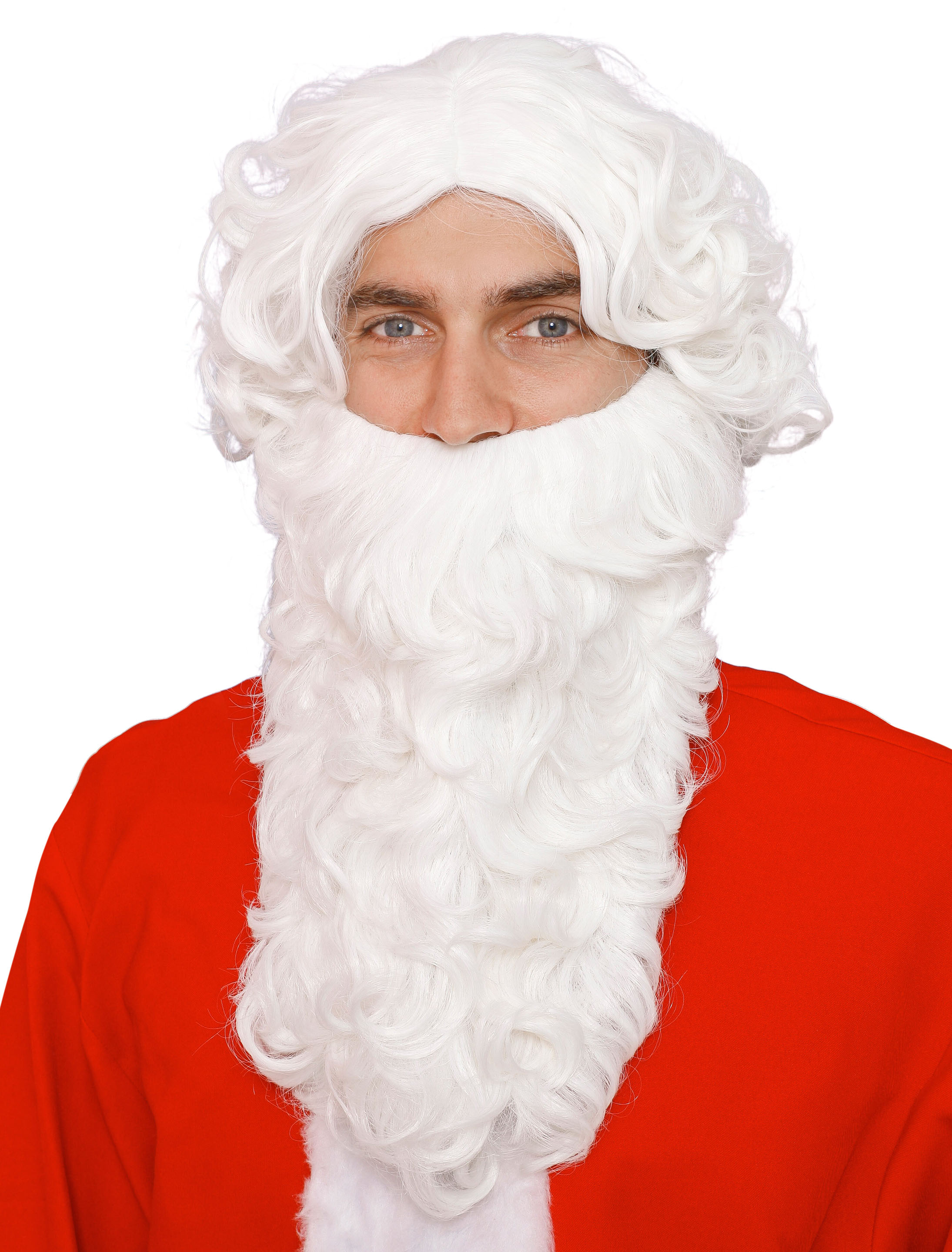 Perücke Weihnachtsmann mit Bart weiß