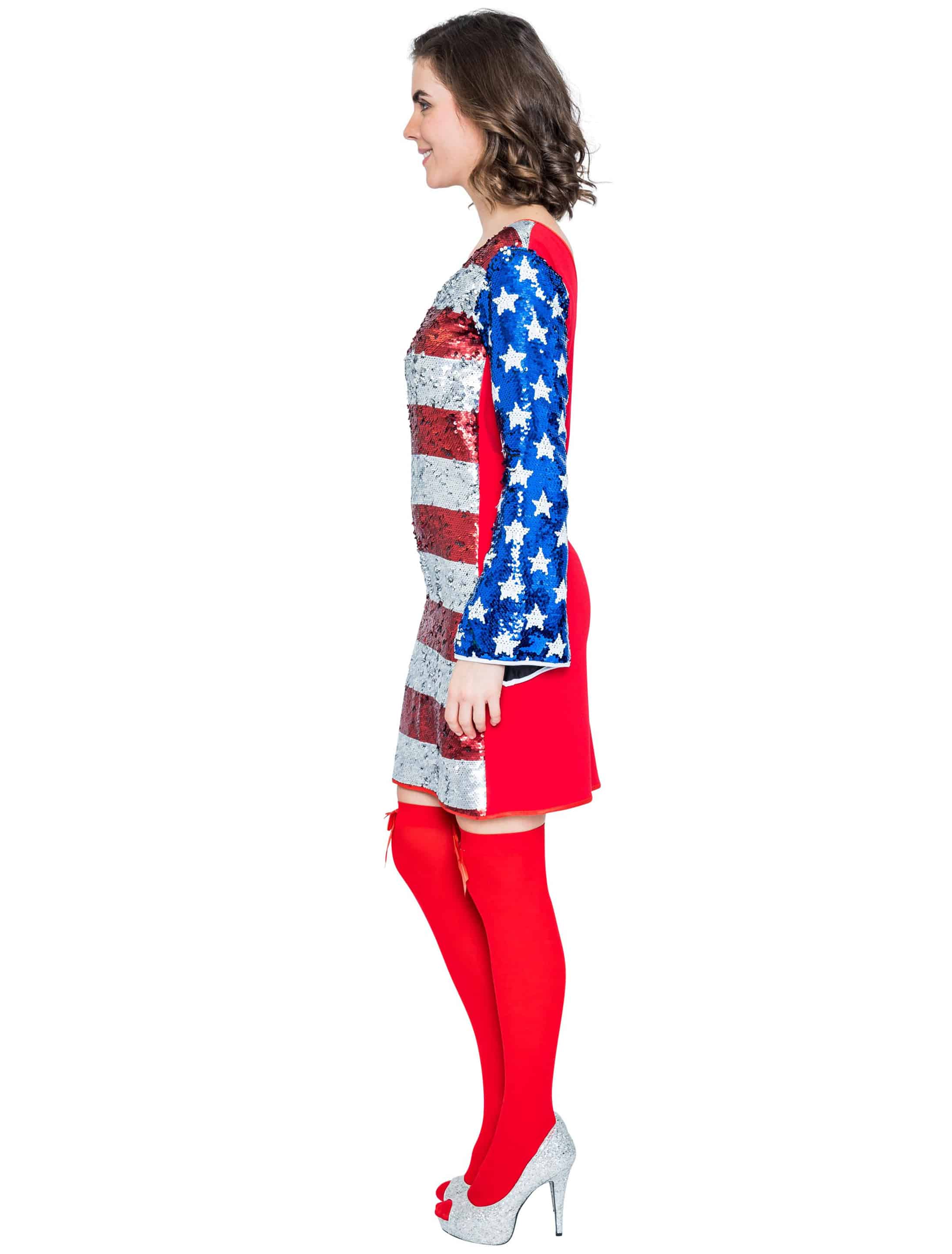 Kleid USA Ein-Schulter Damen rot/weiß/blau XL Kleid USA Ein-Schulter Damen rot/weiß/blau XL
