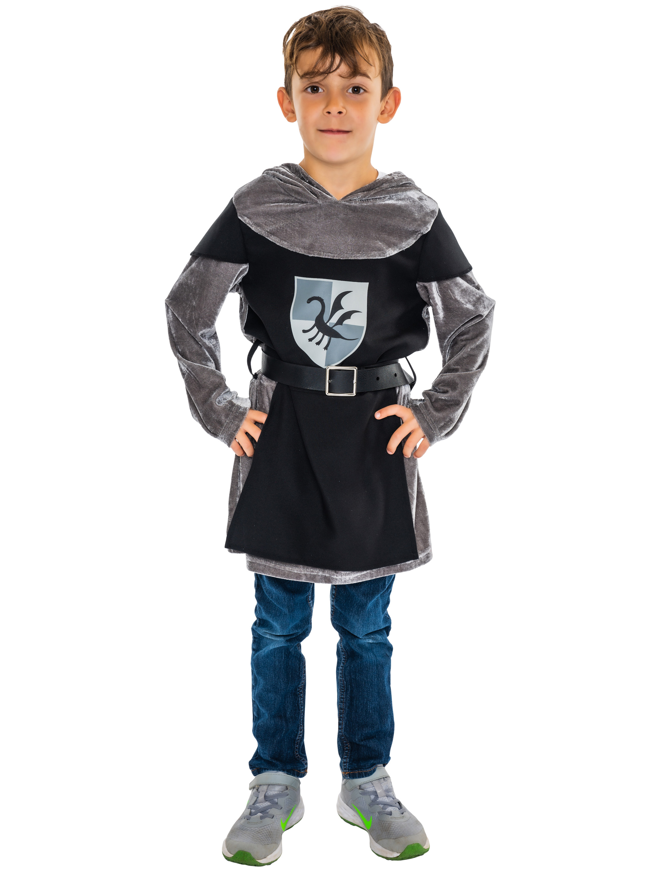 Ritter mit Kapuze Kinder schwarz/schwarz 134-140