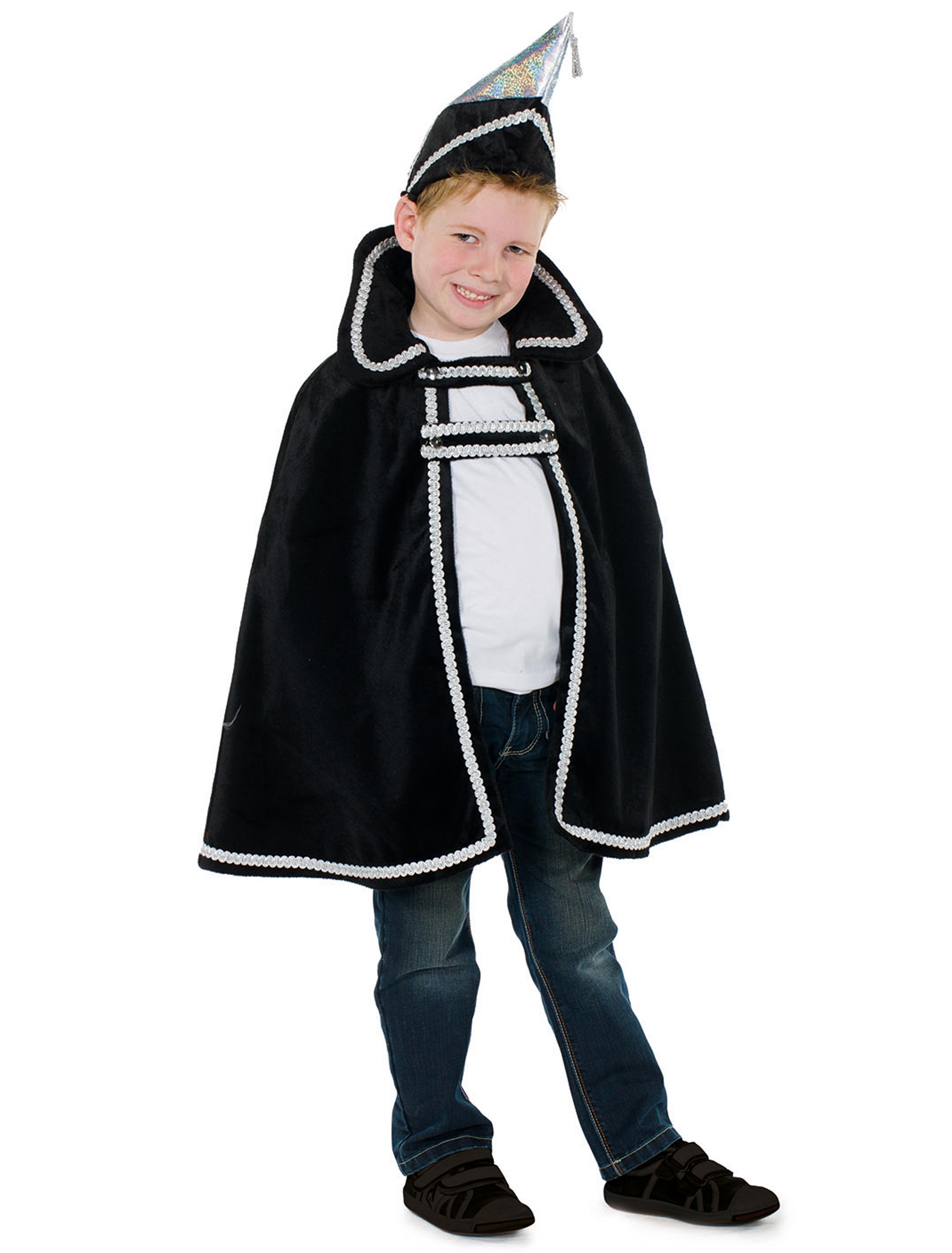 Cape Prinz velours Kinder 2-tlg. schwarz 128-140