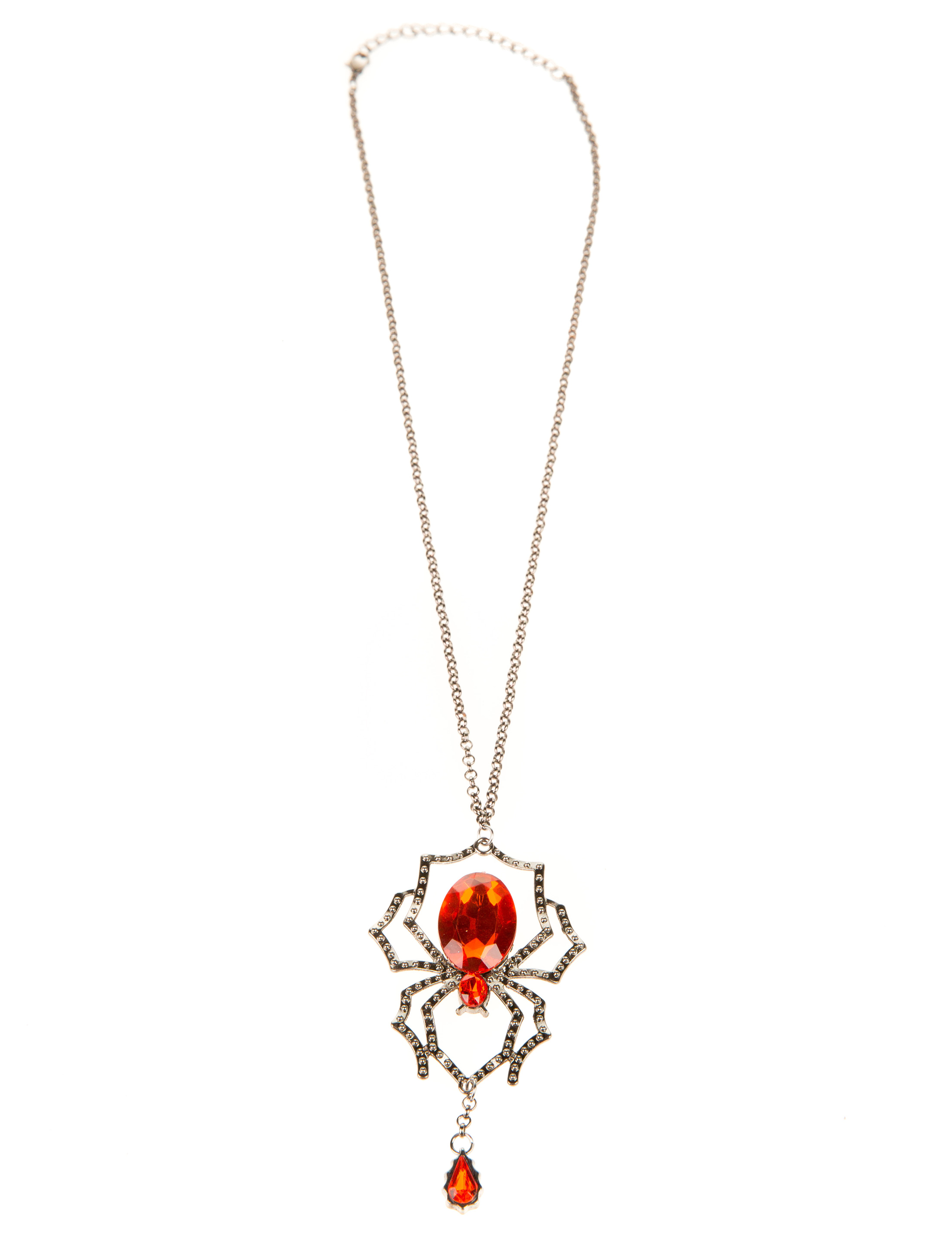 Halskette Spinne mit rotem Stein