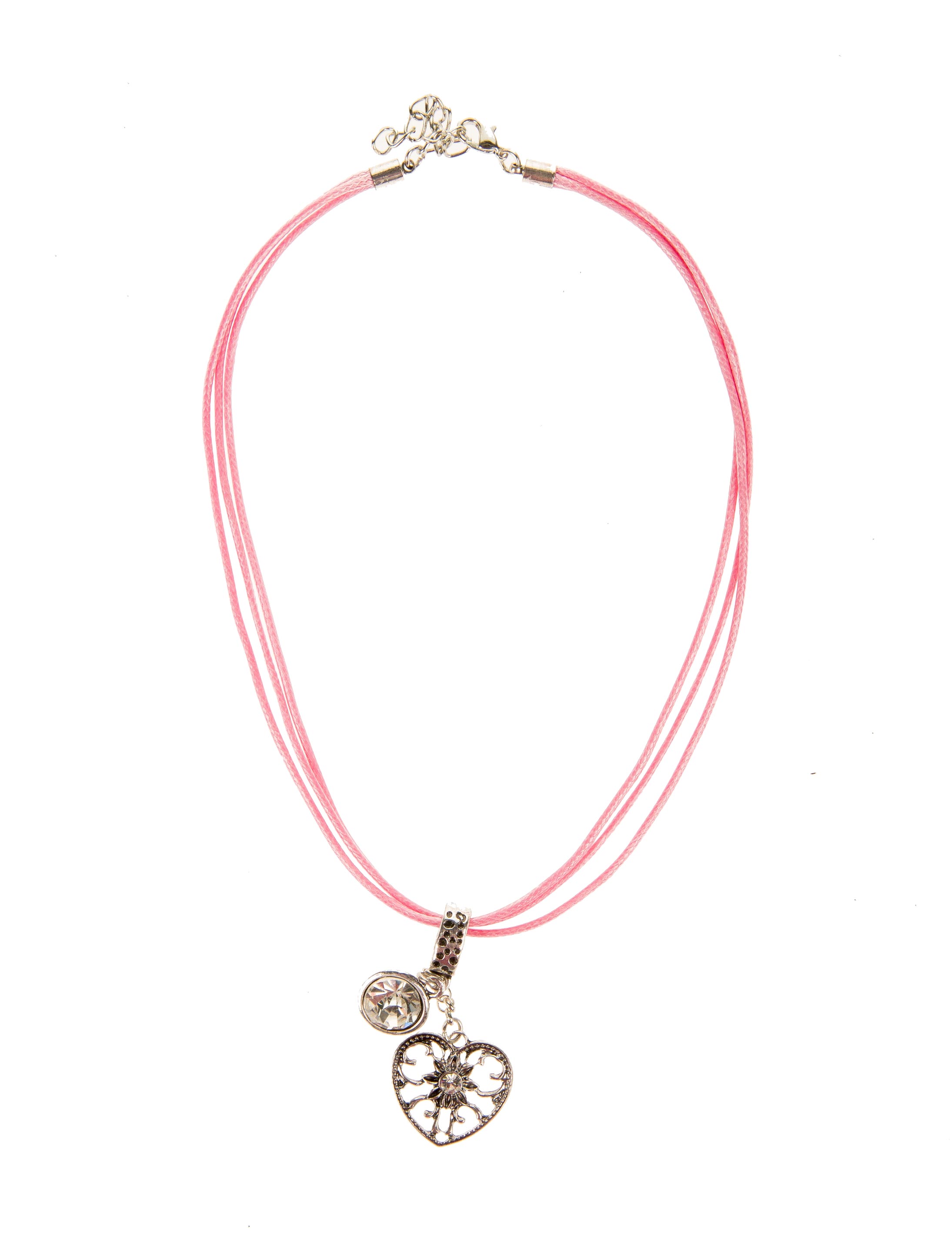 Halskette mit Herzanhänger und Stein rosa