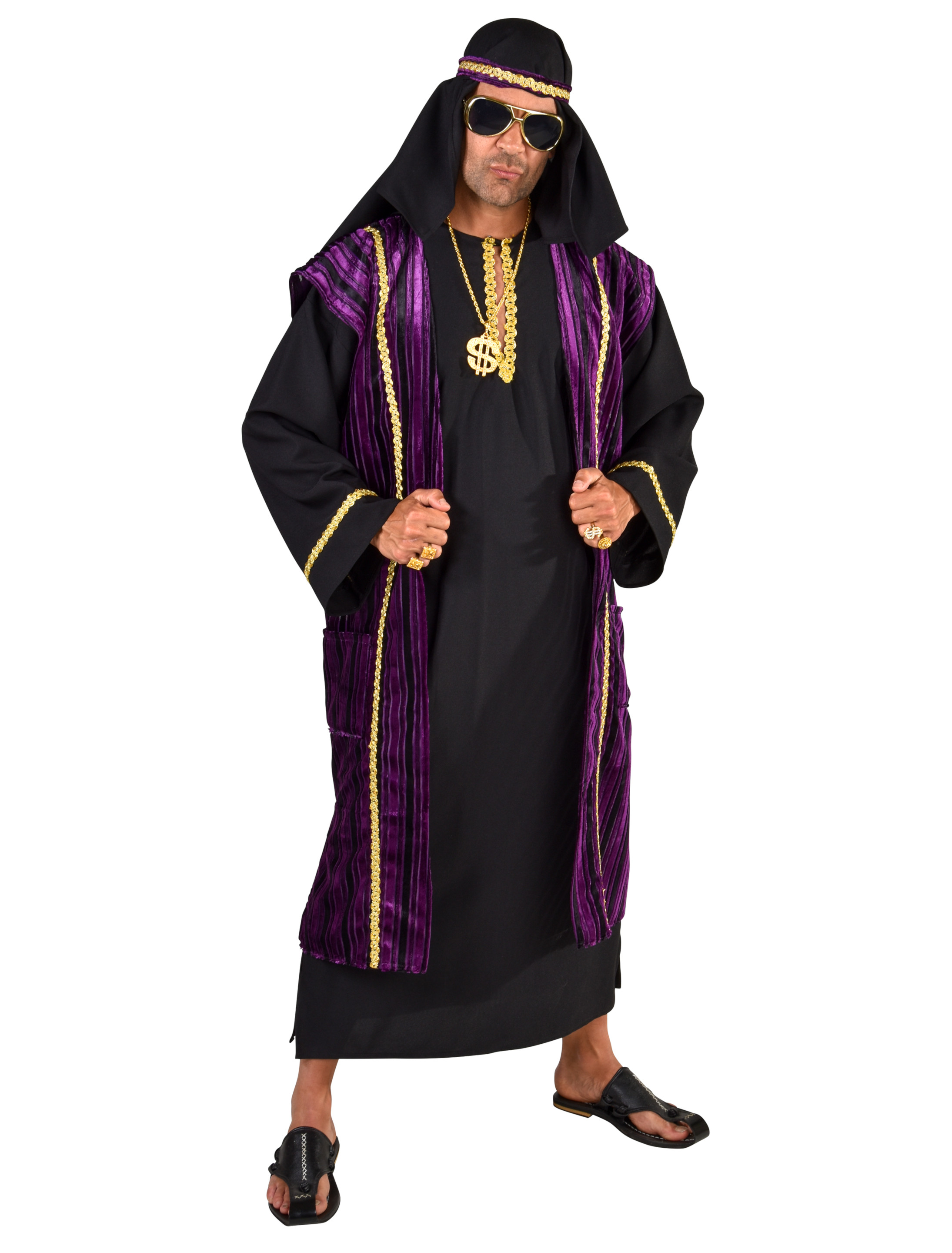 Scheich Herren 3-tlg. schwarz/lila S/M