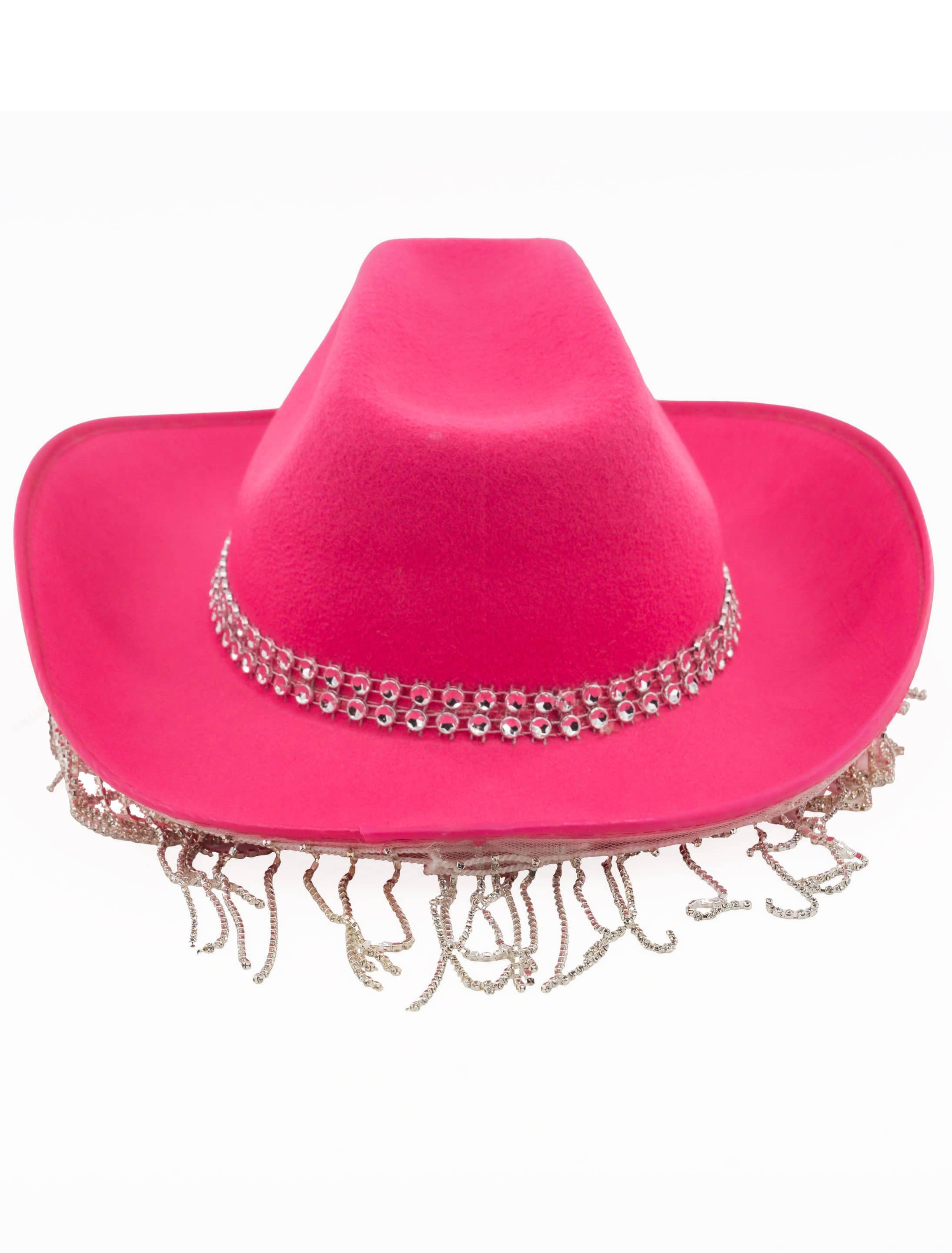 Cowboyhut mit Strassketten pink one size, pink, one size