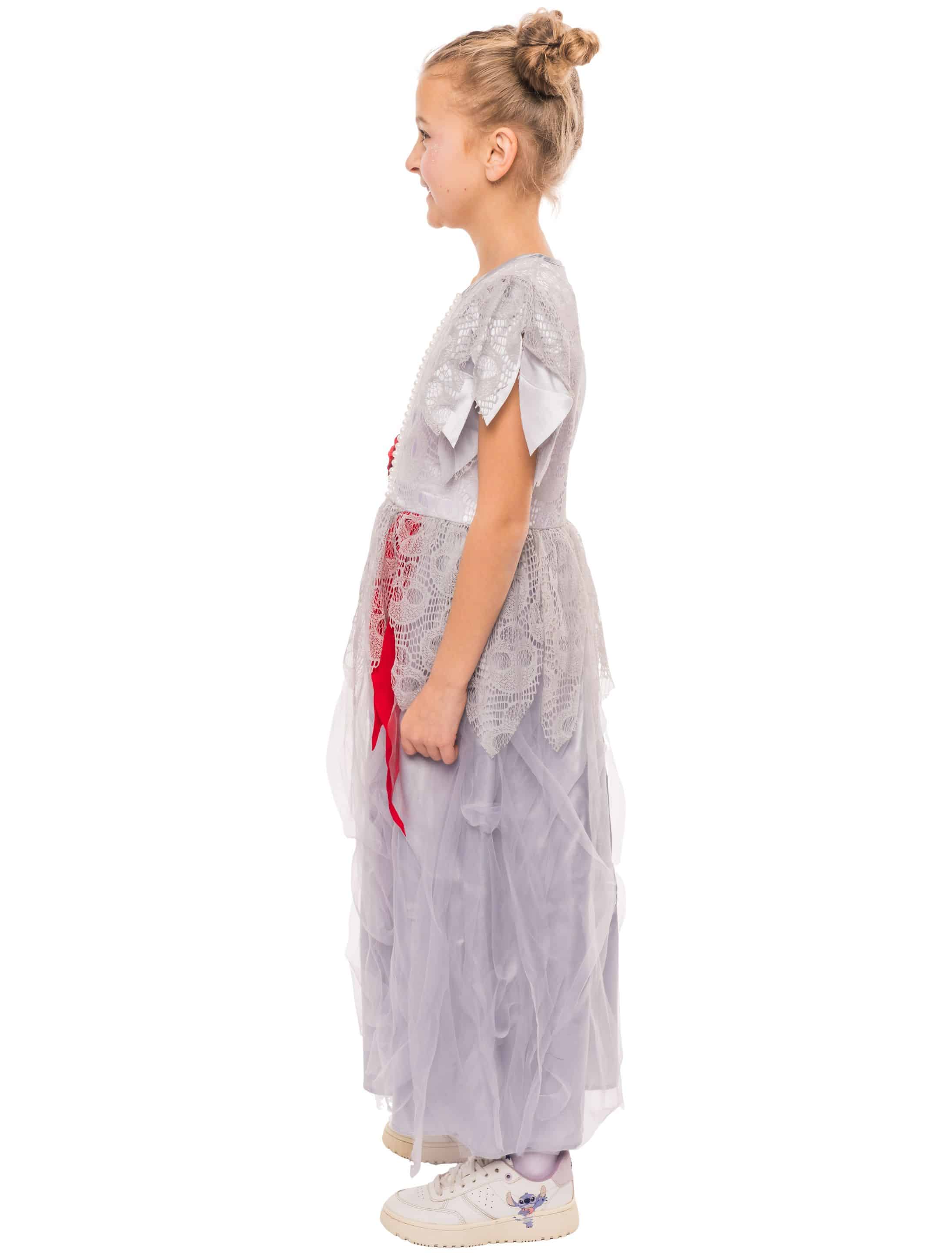 Kleid Zombiebraut Kinder grau 140