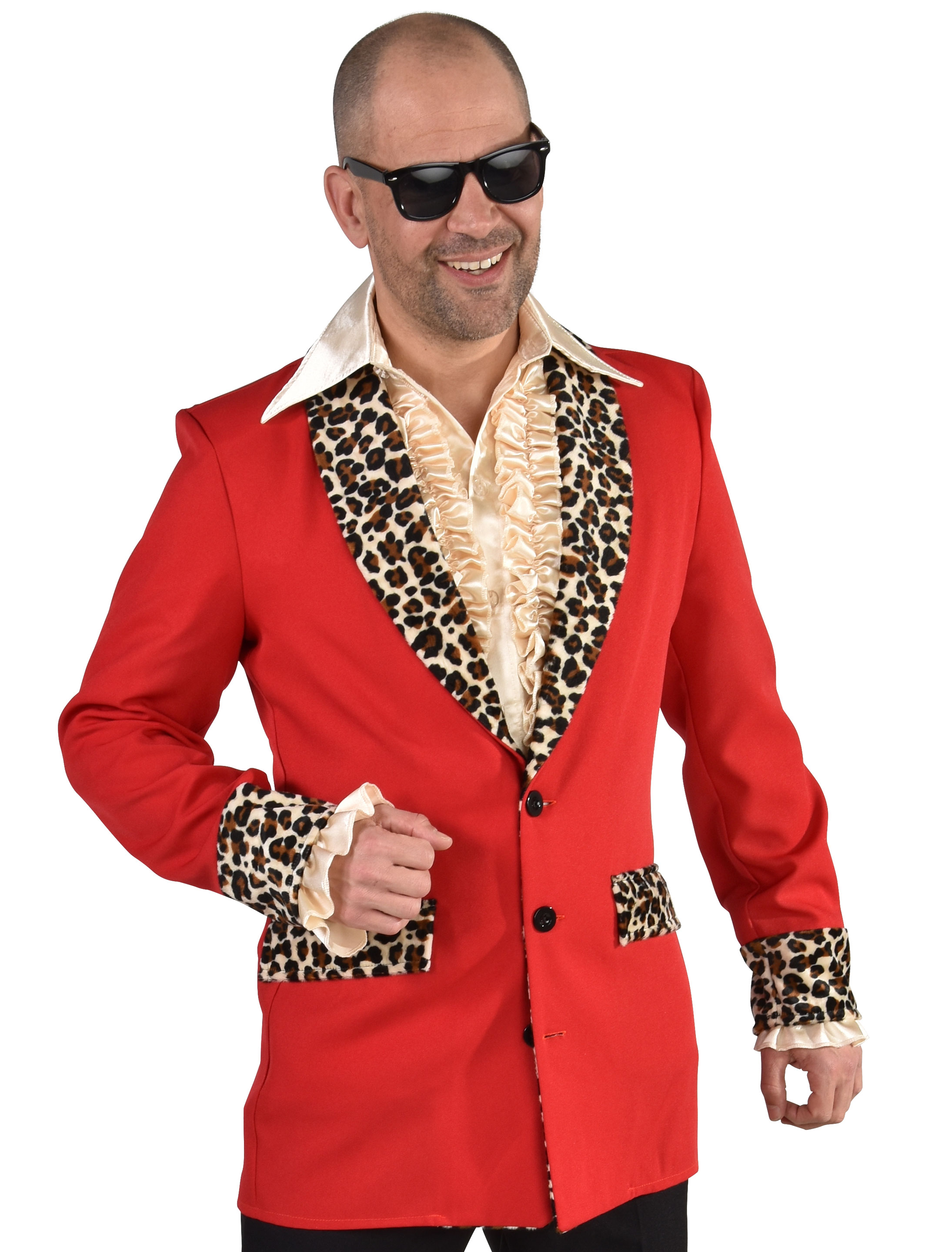 Sakko Herren Leopard rot 2XL