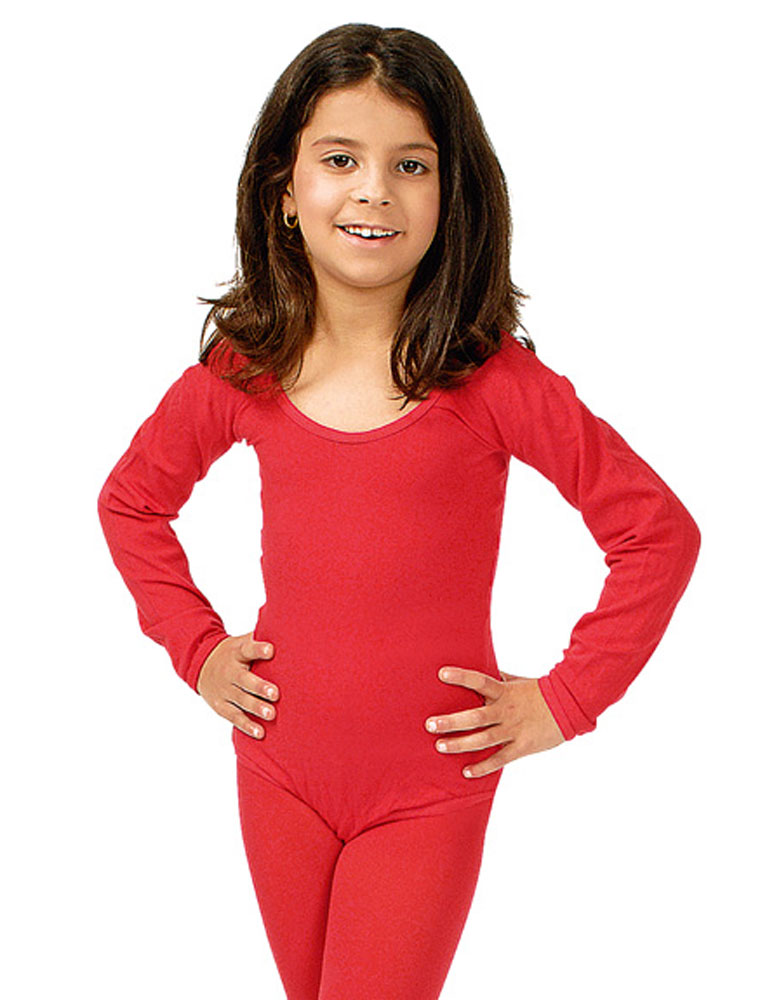 Body langarm elastisch Kinder rot 116-128