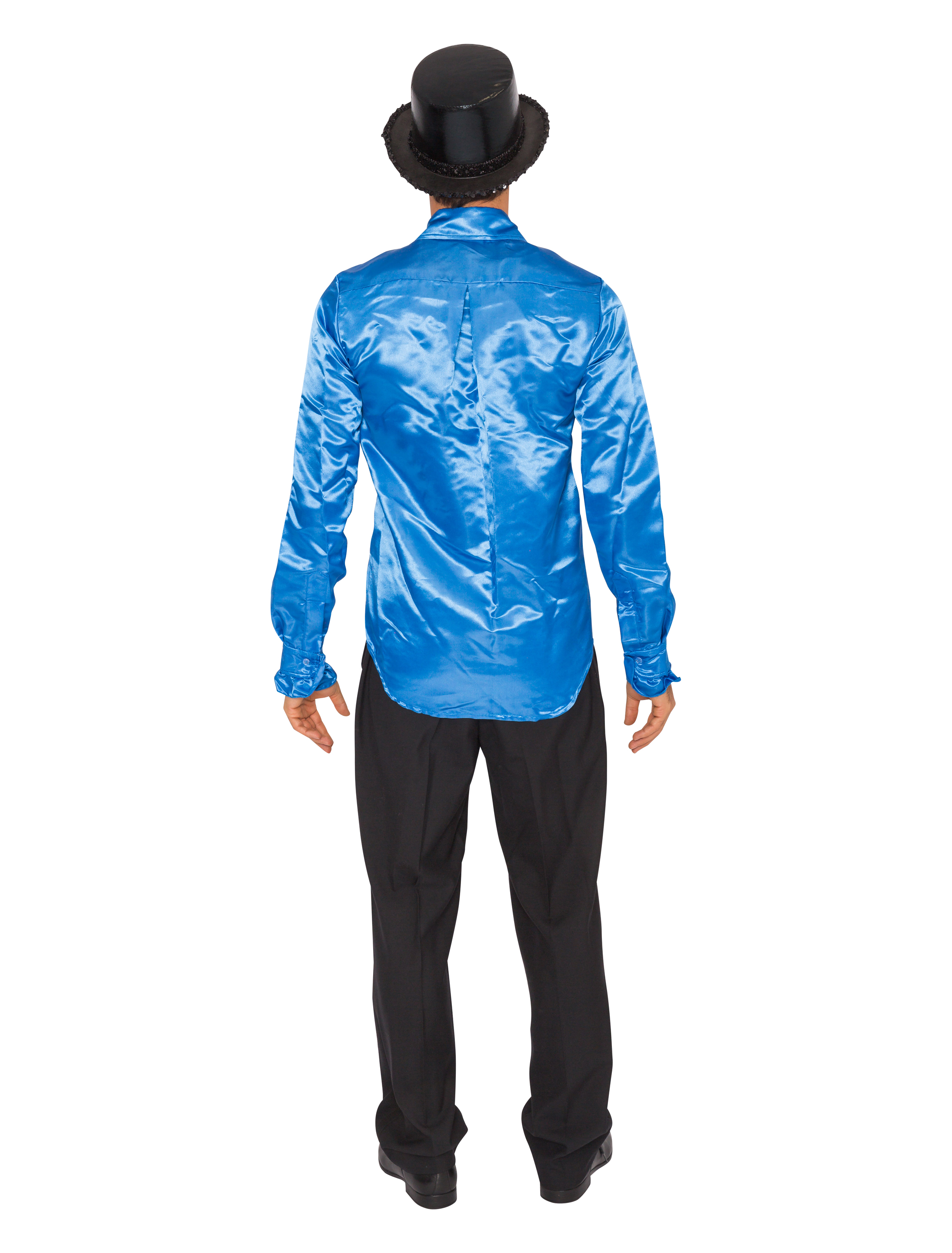 Rüschenhemd Satin blau 50