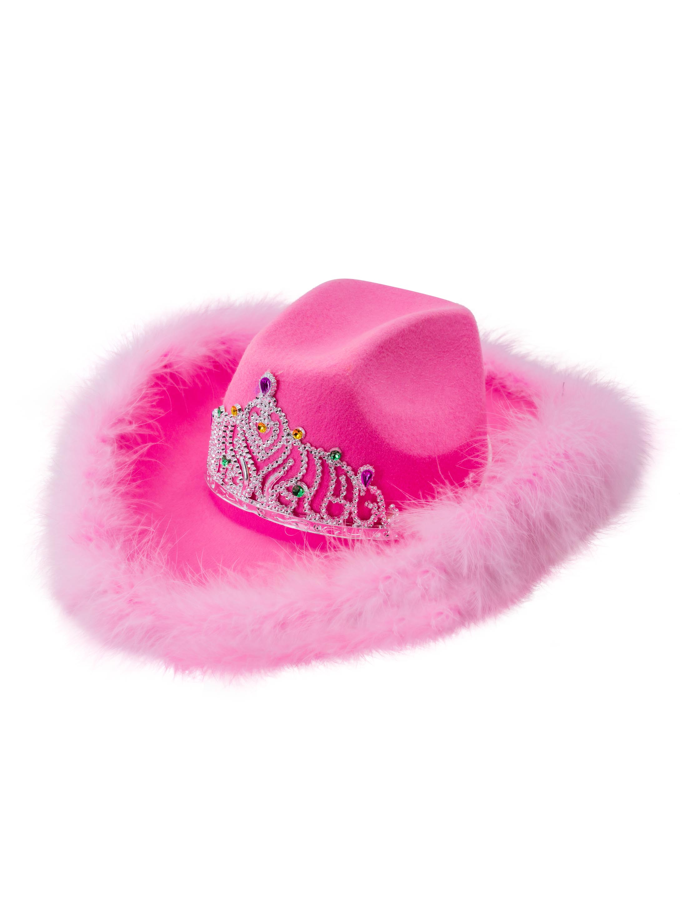 Cowgirlhut mit Marabu weiß one size