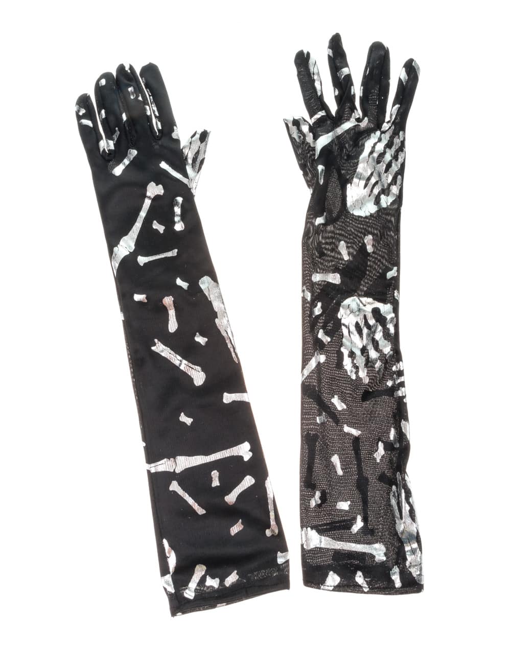 Handschuhe Satin mit Knochen 42cm