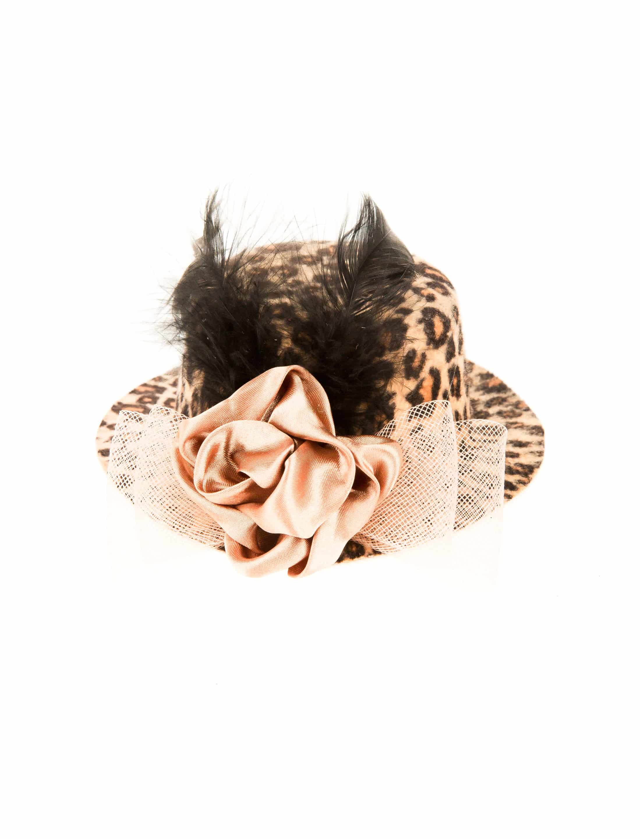 Mini Hut Leopard mit Rose & Feder