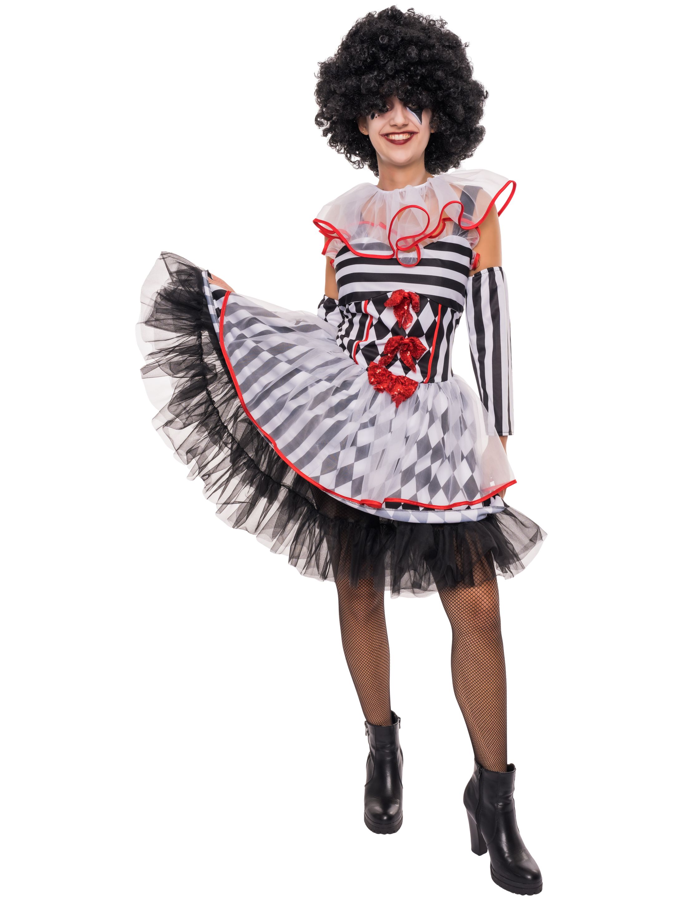 Kleid Zirkusclown Damen schwarz/weiß/rot S Kleid Zirkusclown Damen schwarz/weiß/rot S