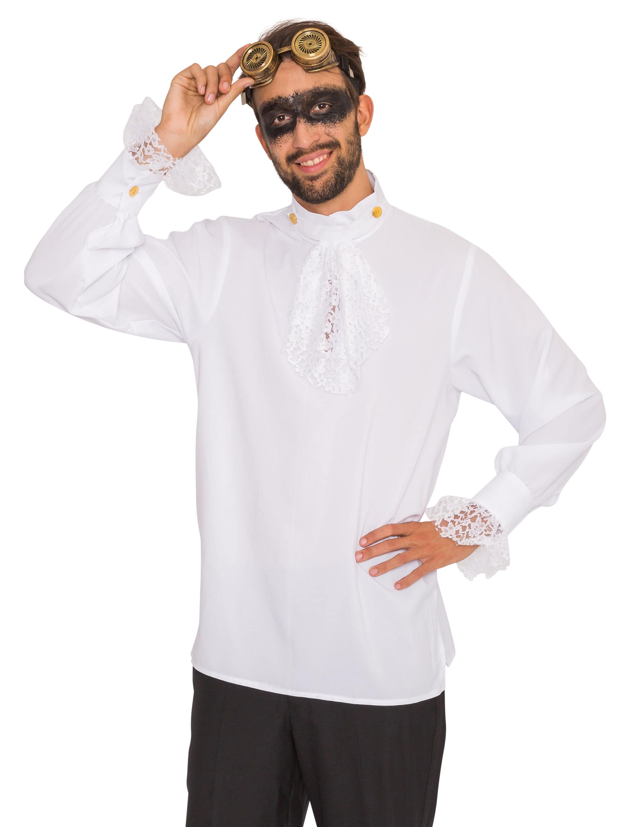 Hemd mit Jabot und Manschetten weiß S