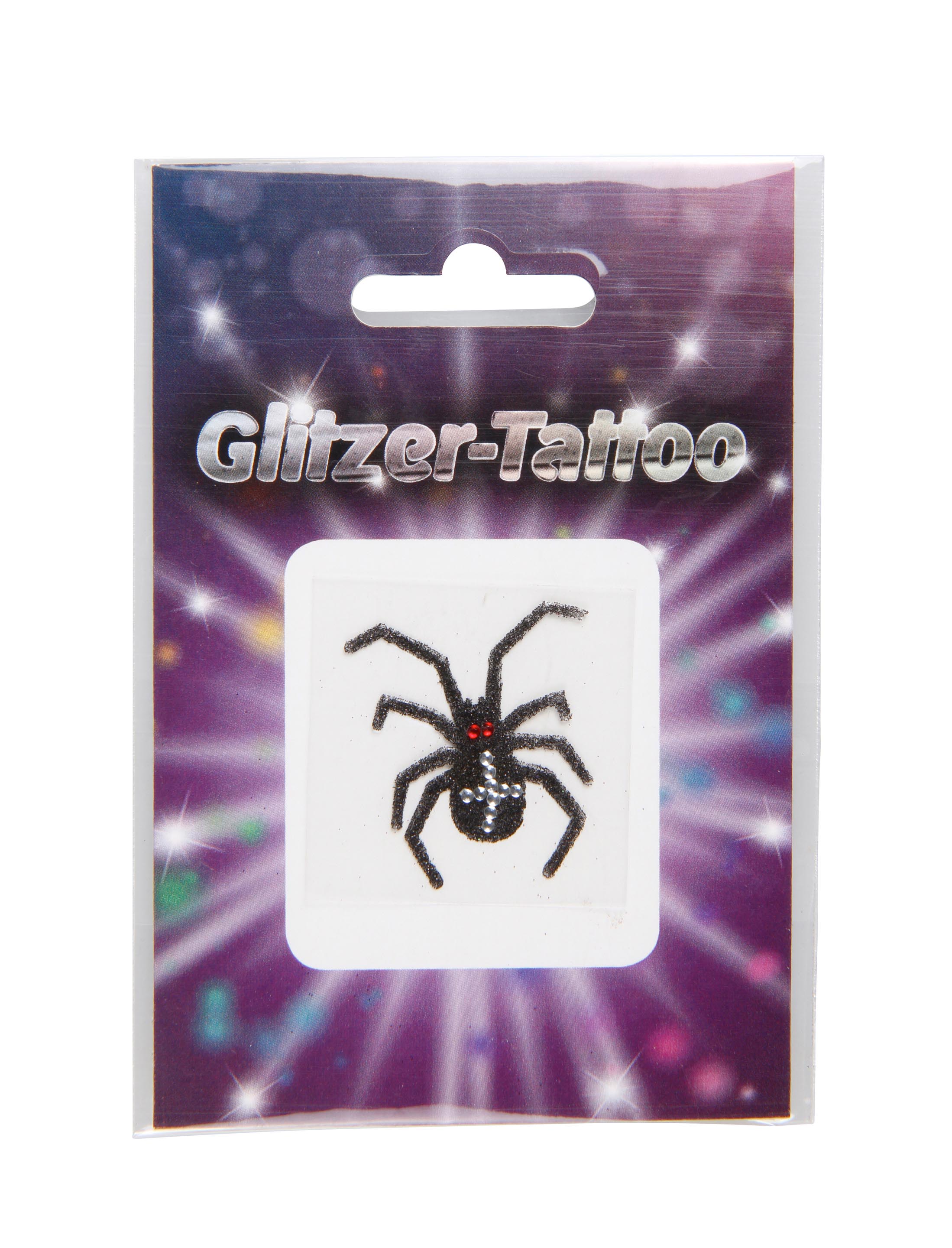 Tattoo Spinne mit Strass und Glitzer 