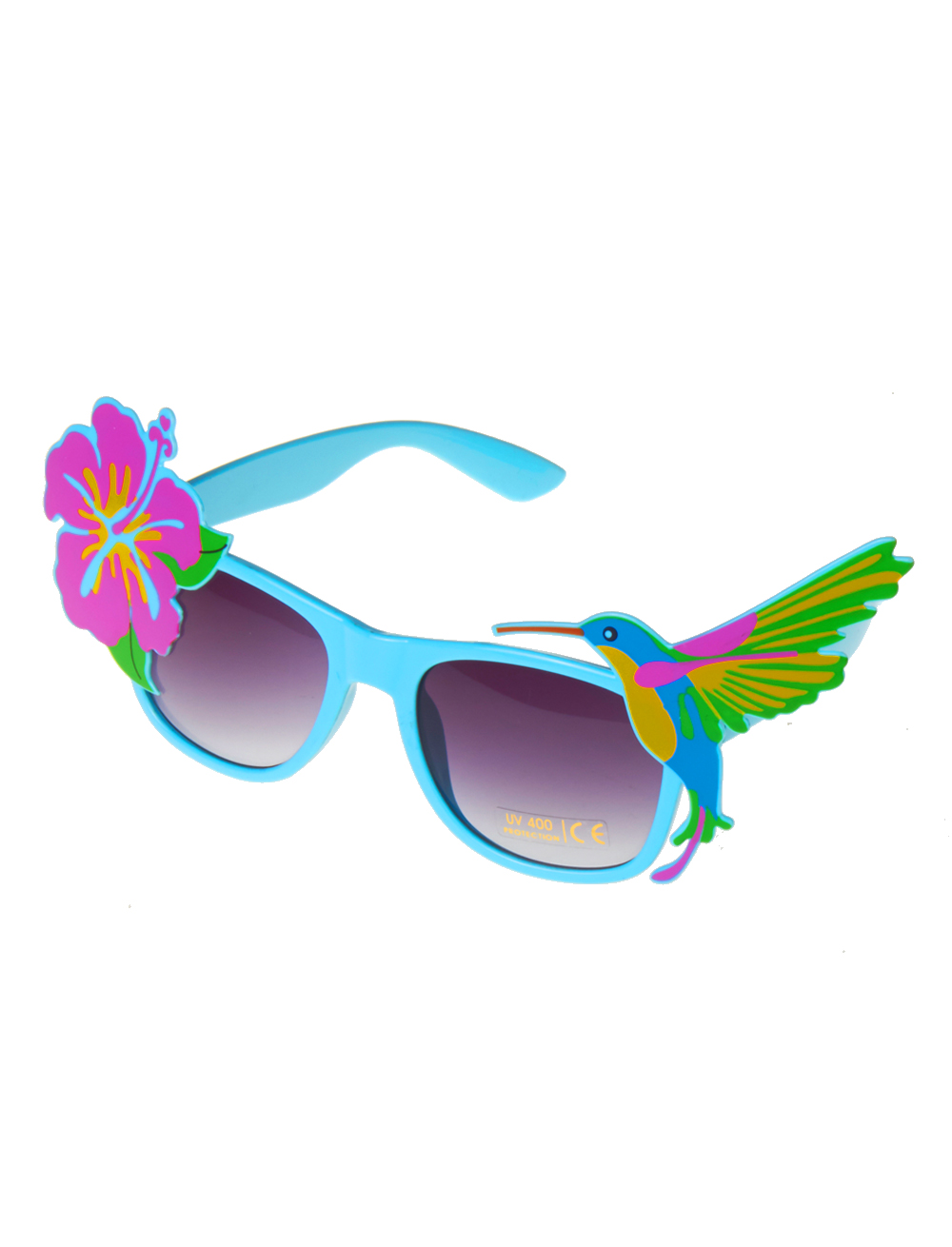 Brille Hawaii mit Blüte und Kolibri
