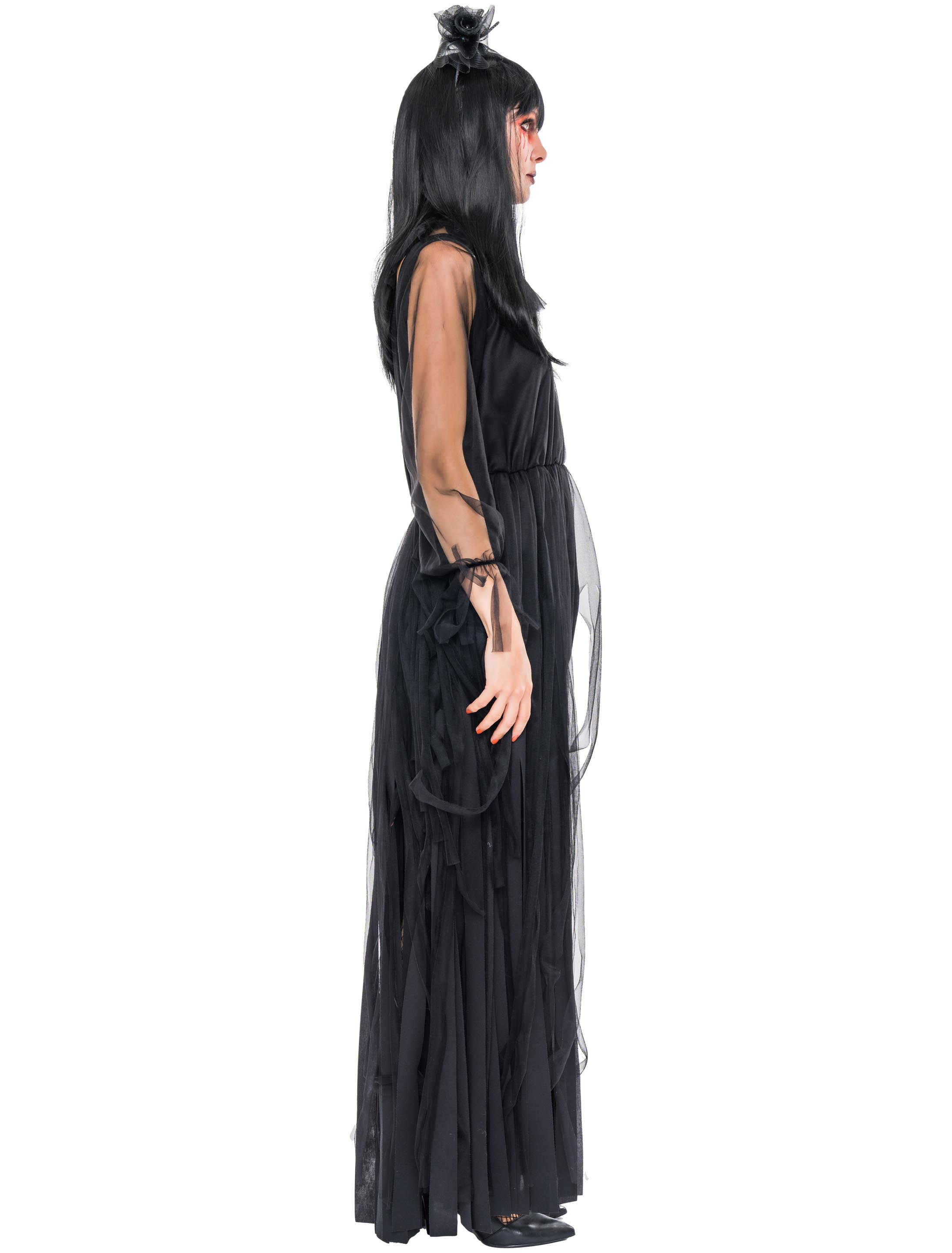Kleid mit Tüllfransen Damen schwarz S-M Kleid mit Tüllfransen Damen schwarz S-M