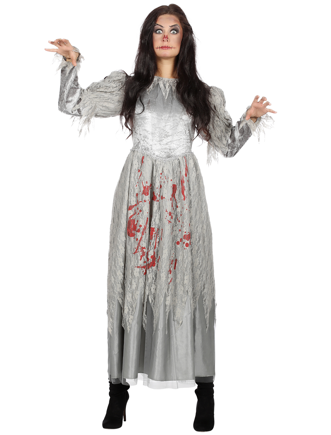 Kleid Horror Braut grau 42-44