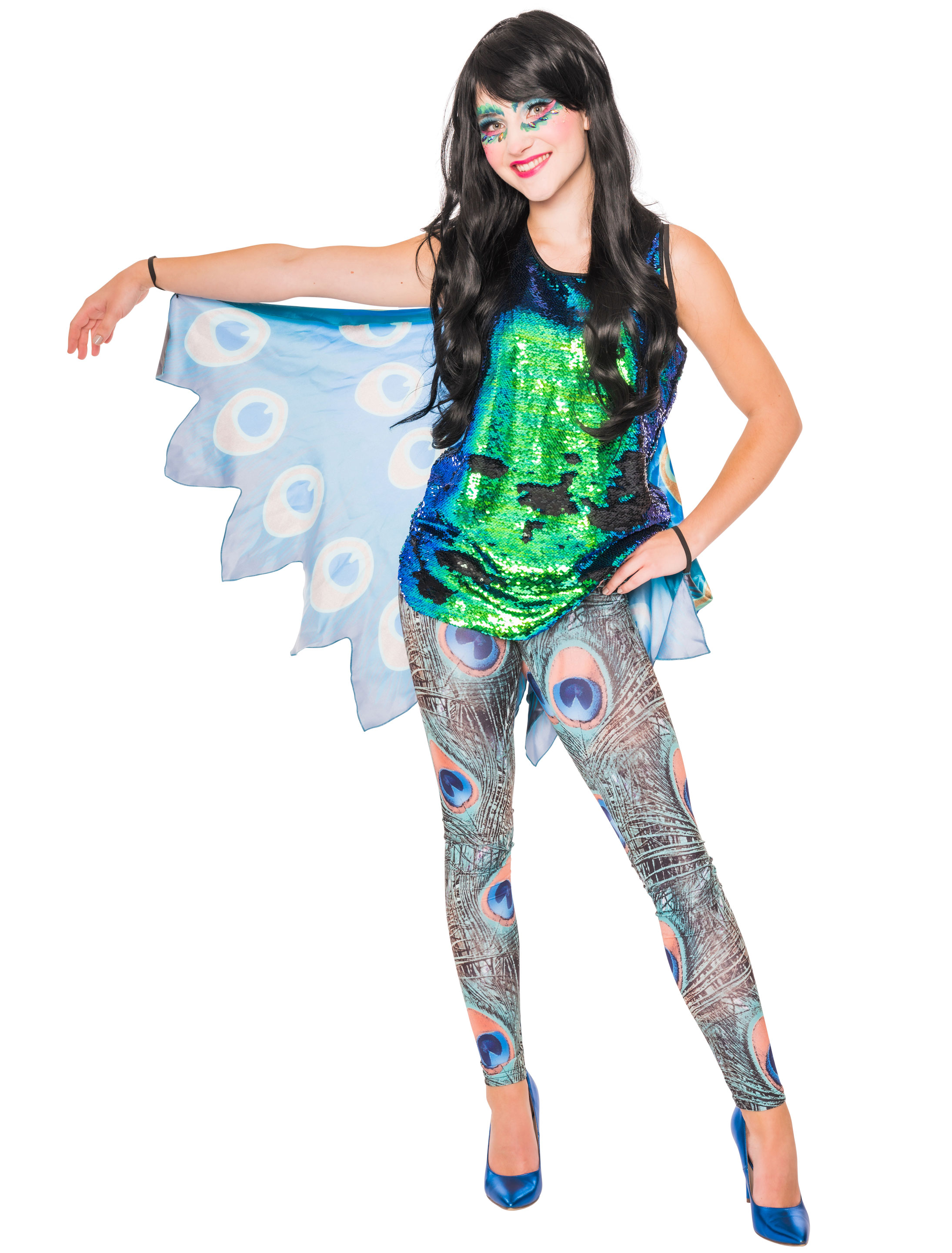 Leggings Pfau türkis/braun L/XL Leggings Pfau türkis/braun L/XL