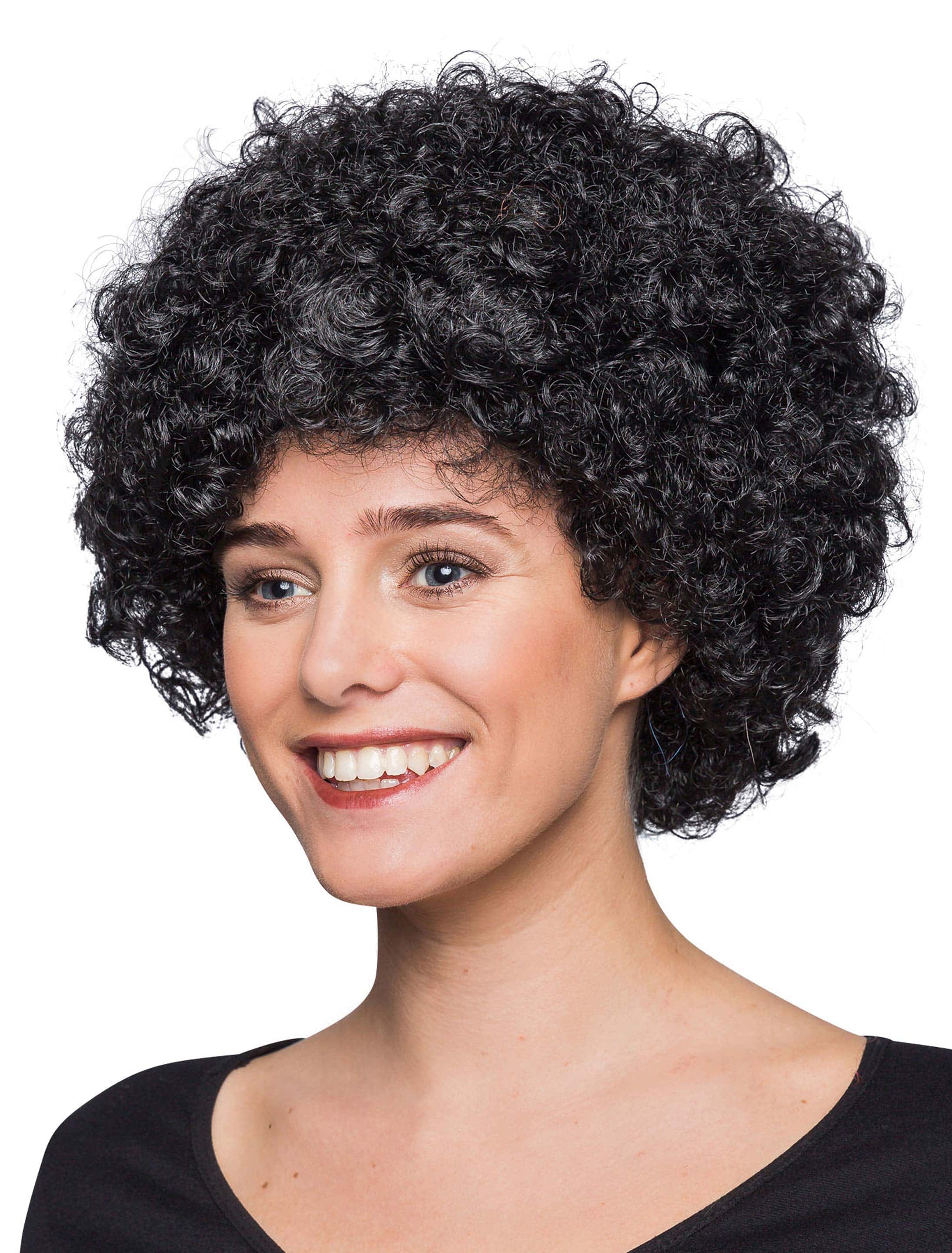 Perücke Hippie Lockenkopf kurz schwarz Perücke Hippie Lockenkopf kurz schwarz