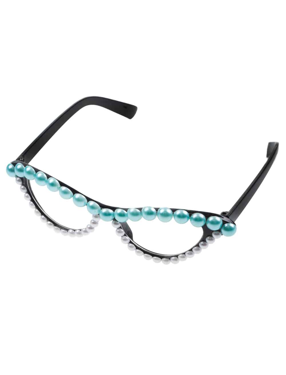 Brille mit Perlen türkis/weiß