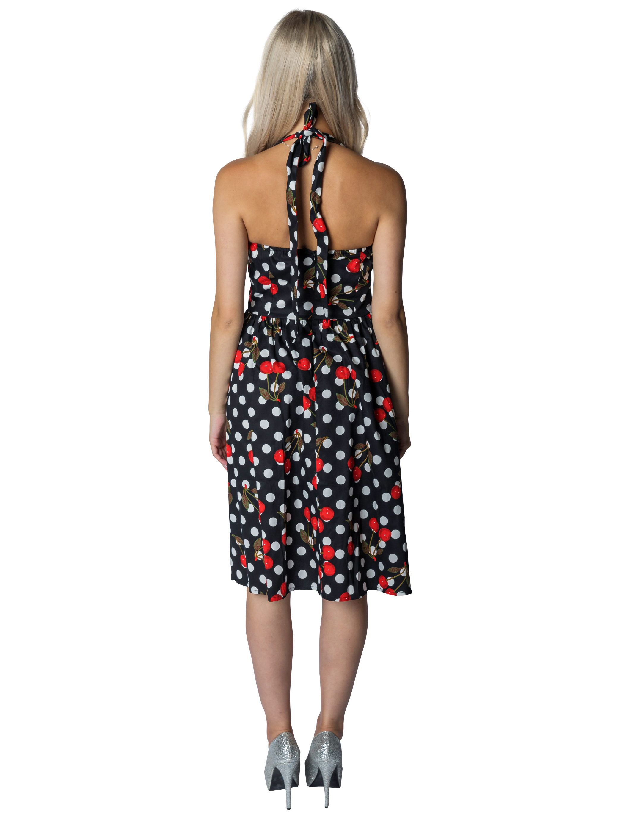 Kleid 50er mit Kirschen Damen schwarz L