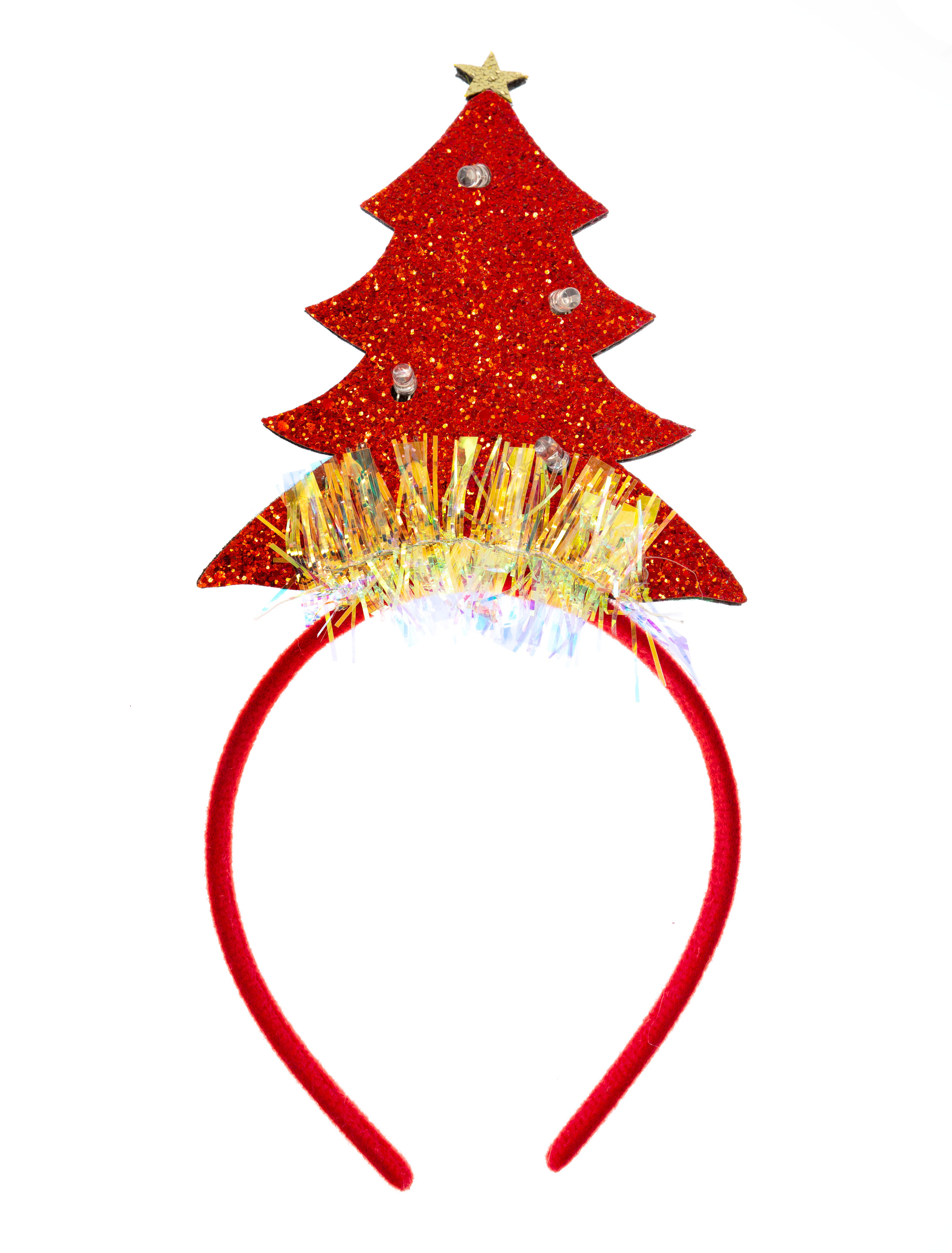 Haarreif Weihnachtsbaum rot mit Beleuchtung