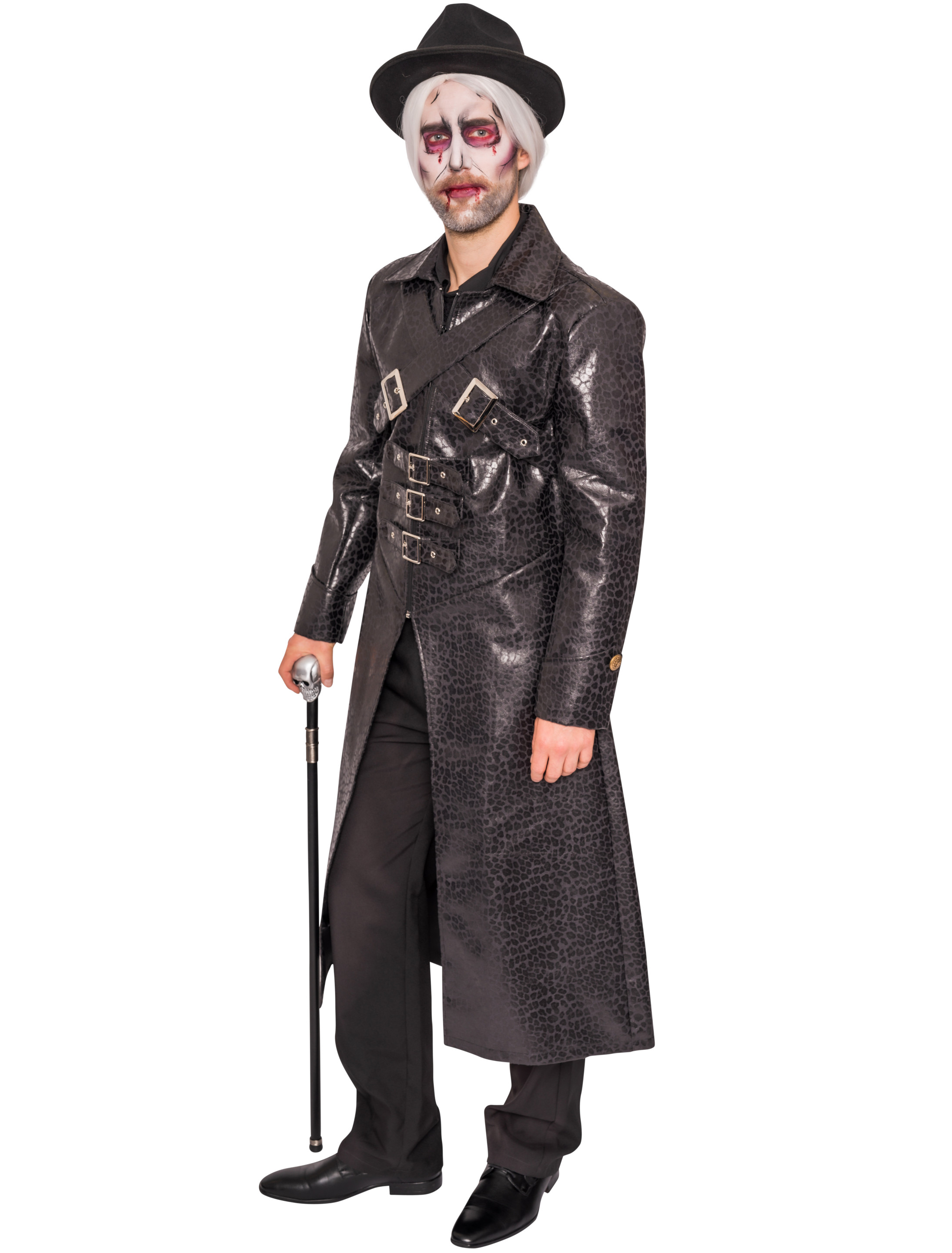 Mantel mit Schnallen Herren schwarz XL