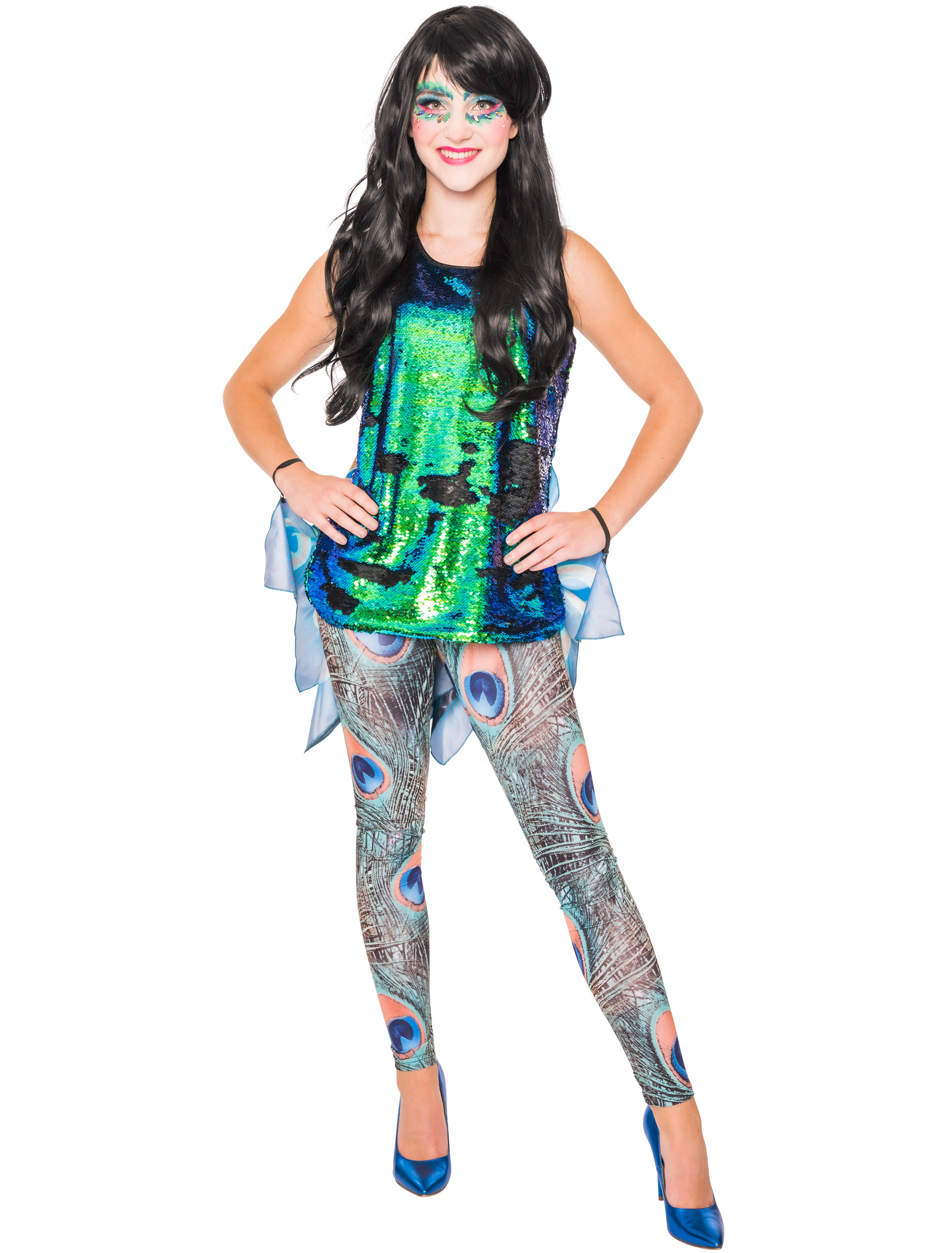 Leggings Pfau türkis/braun L/XL Leggings Pfau türkis/braun L/XL