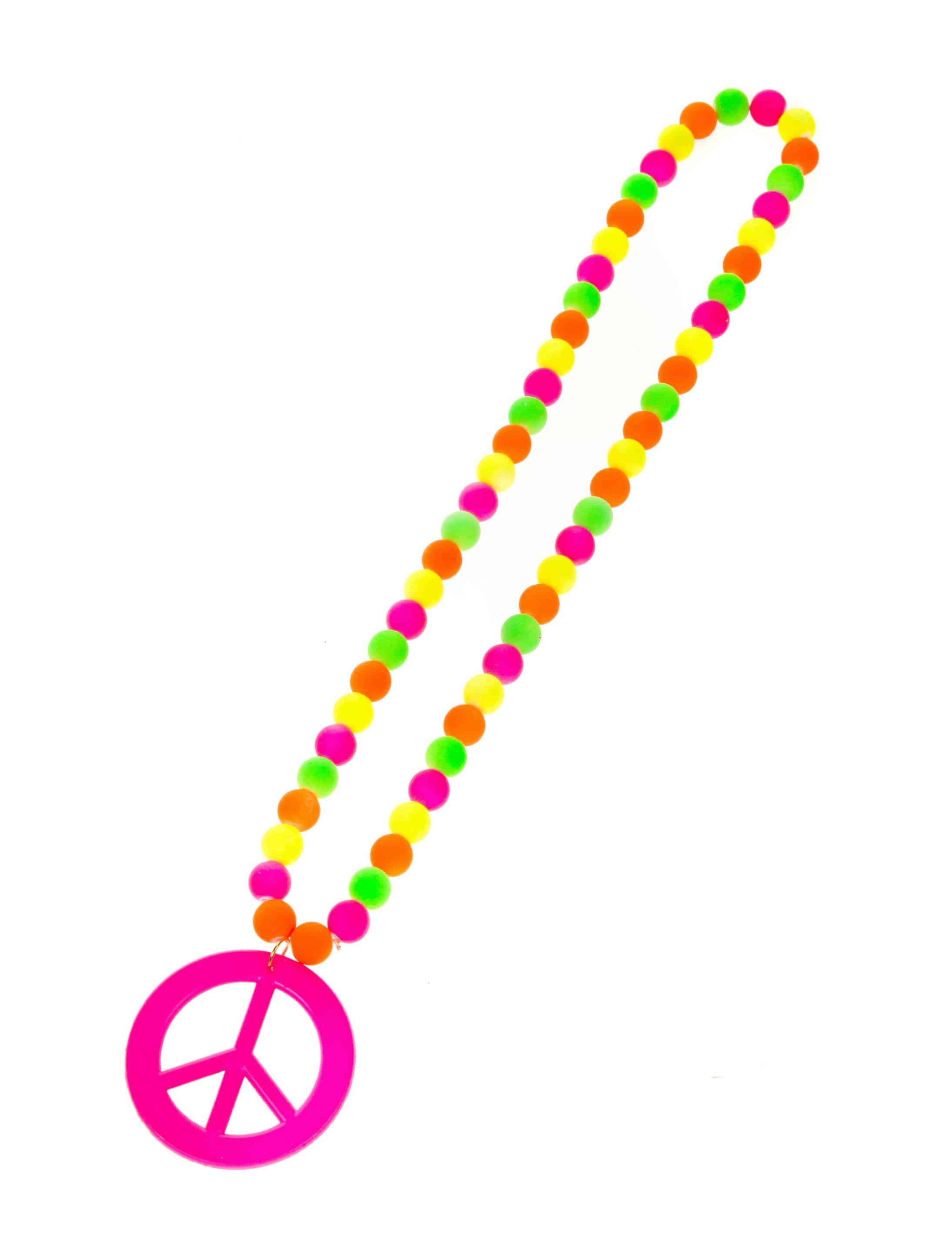 Halskette Peace neon bunt