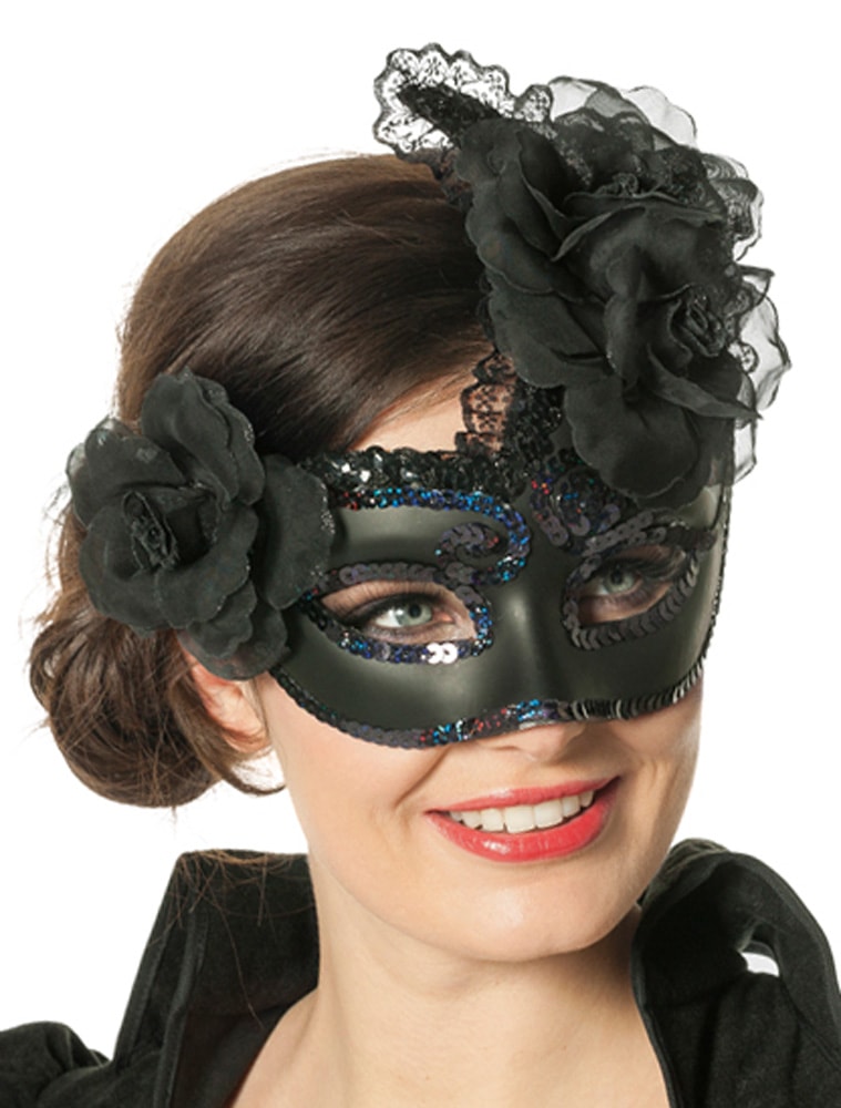 Maske mit Blume schwarz