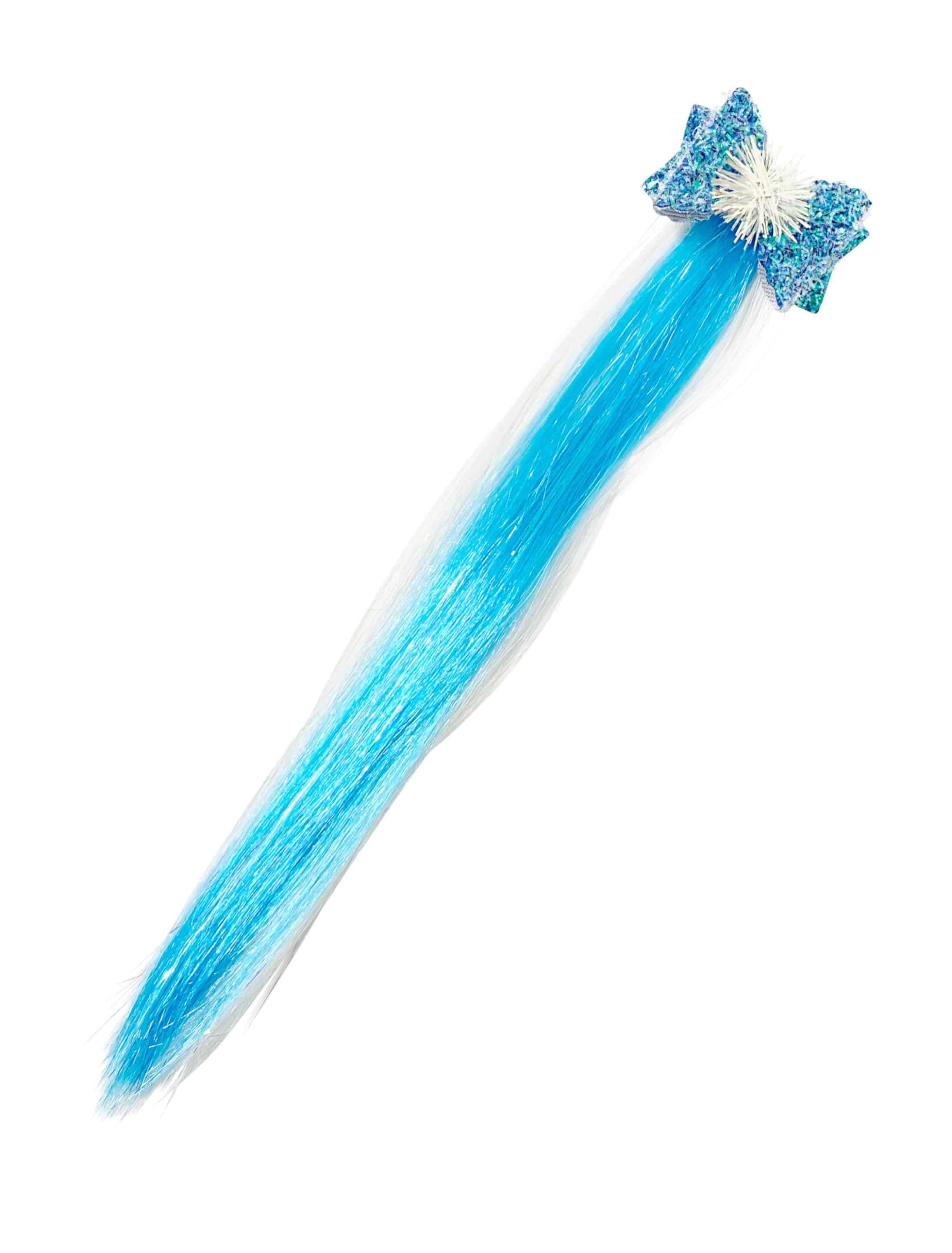 Haarsträhne weiß/blau an Haarspange Haarsträhne weiß/blau an Haarspange