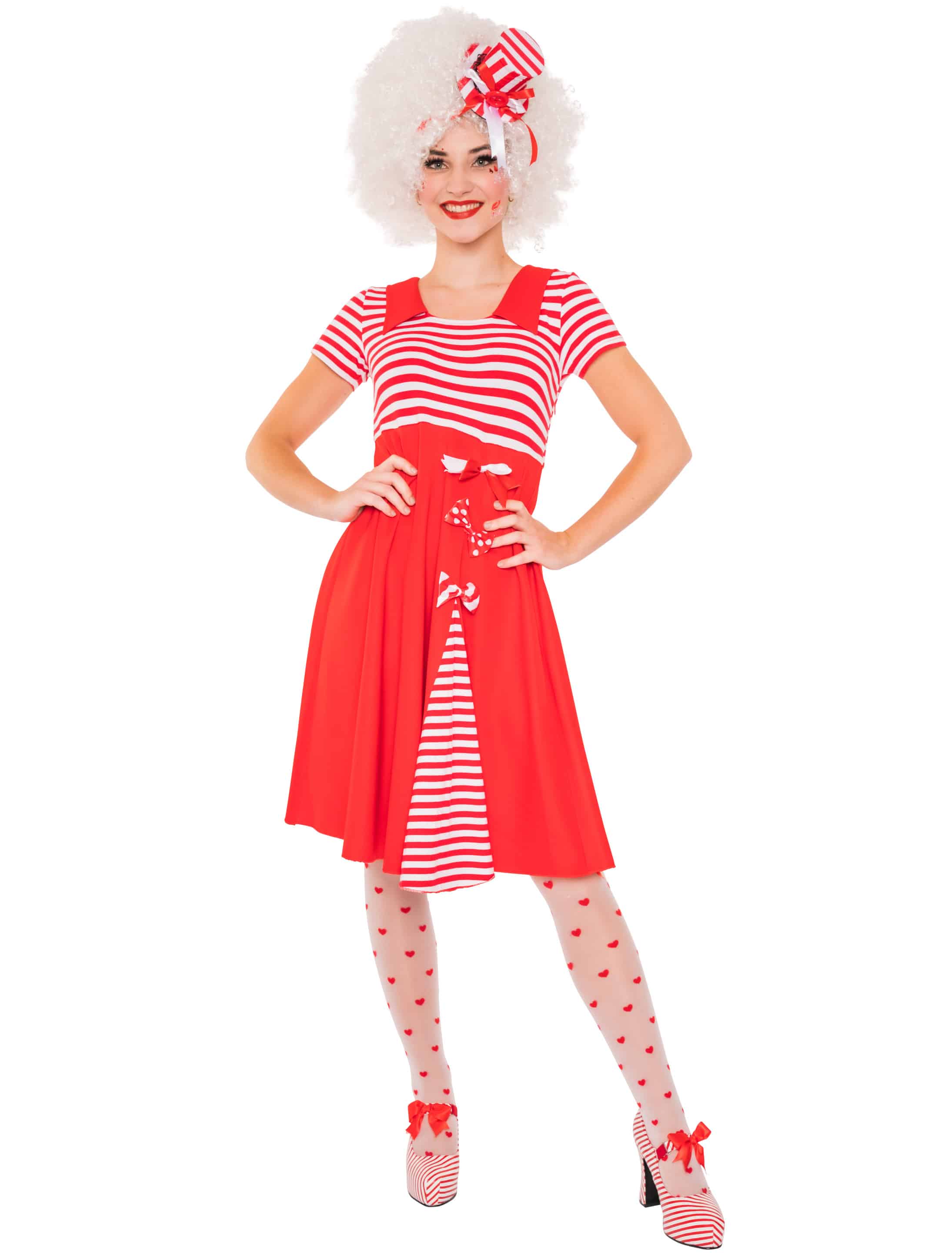 Kleid mit 3 Schleifen rot/weiß S/M