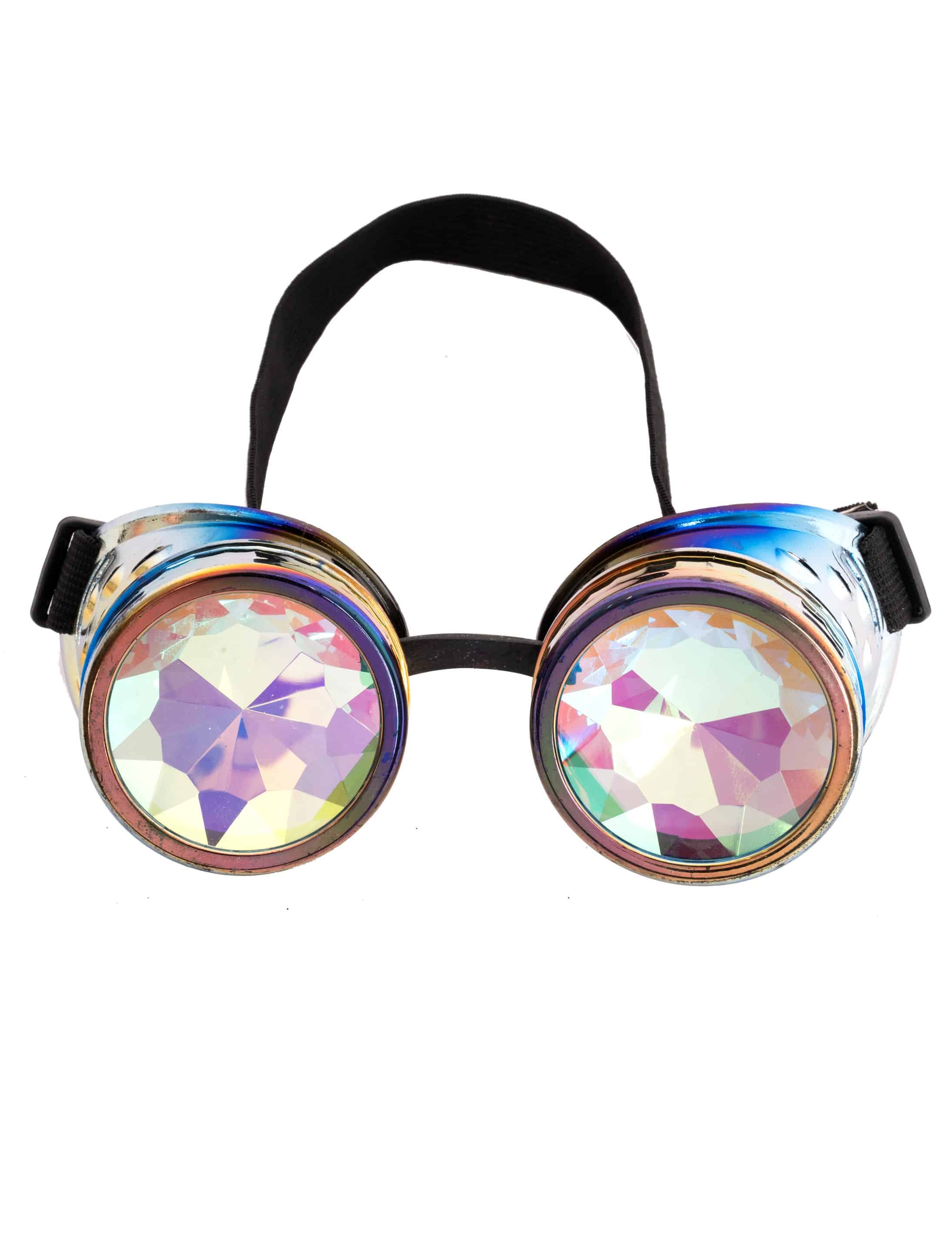 Brille Steampunk mit bunten Gläsern mehrfarbig