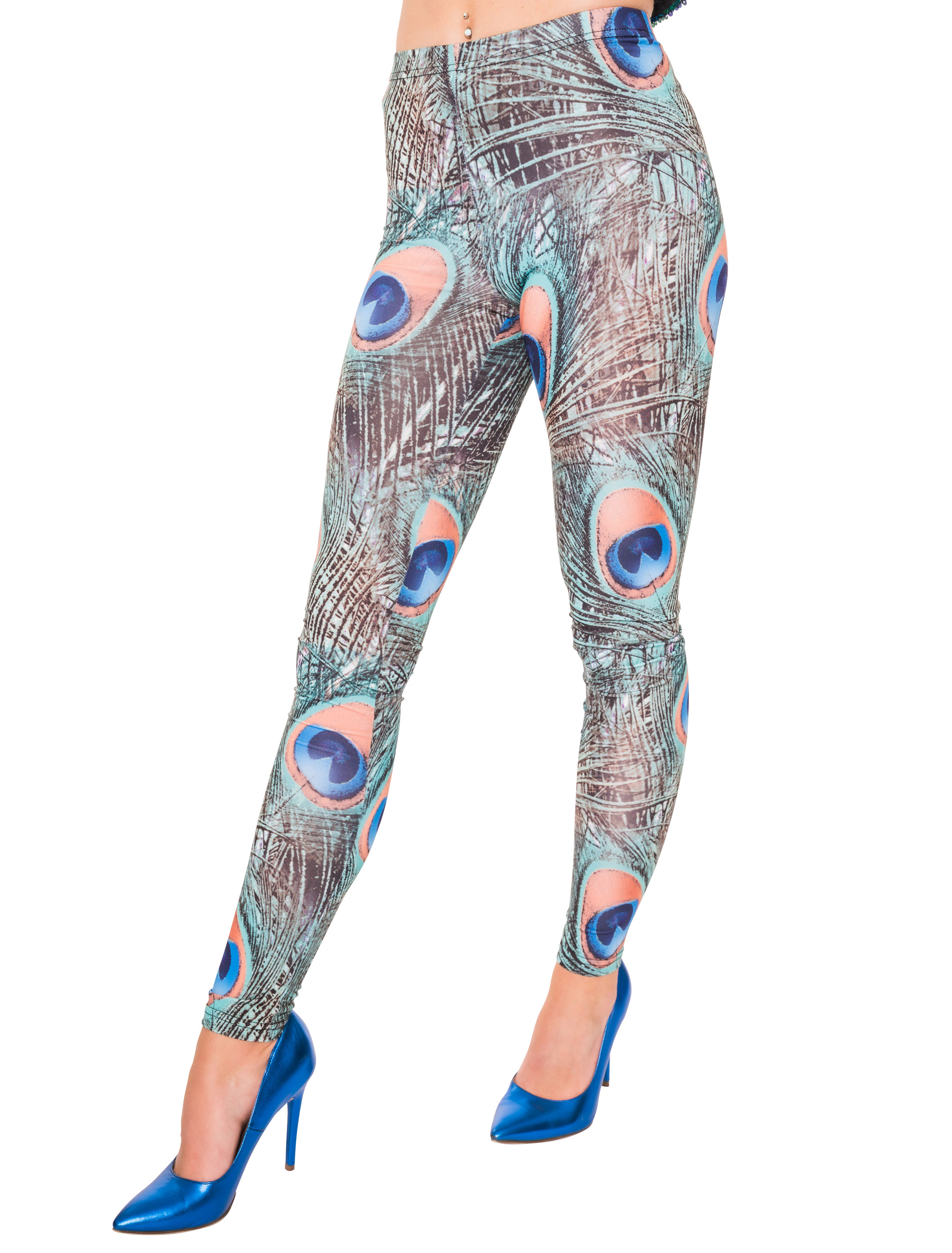 Leggings Pfau türkis/braun L/XL Leggings Pfau türkis/braun L/XL