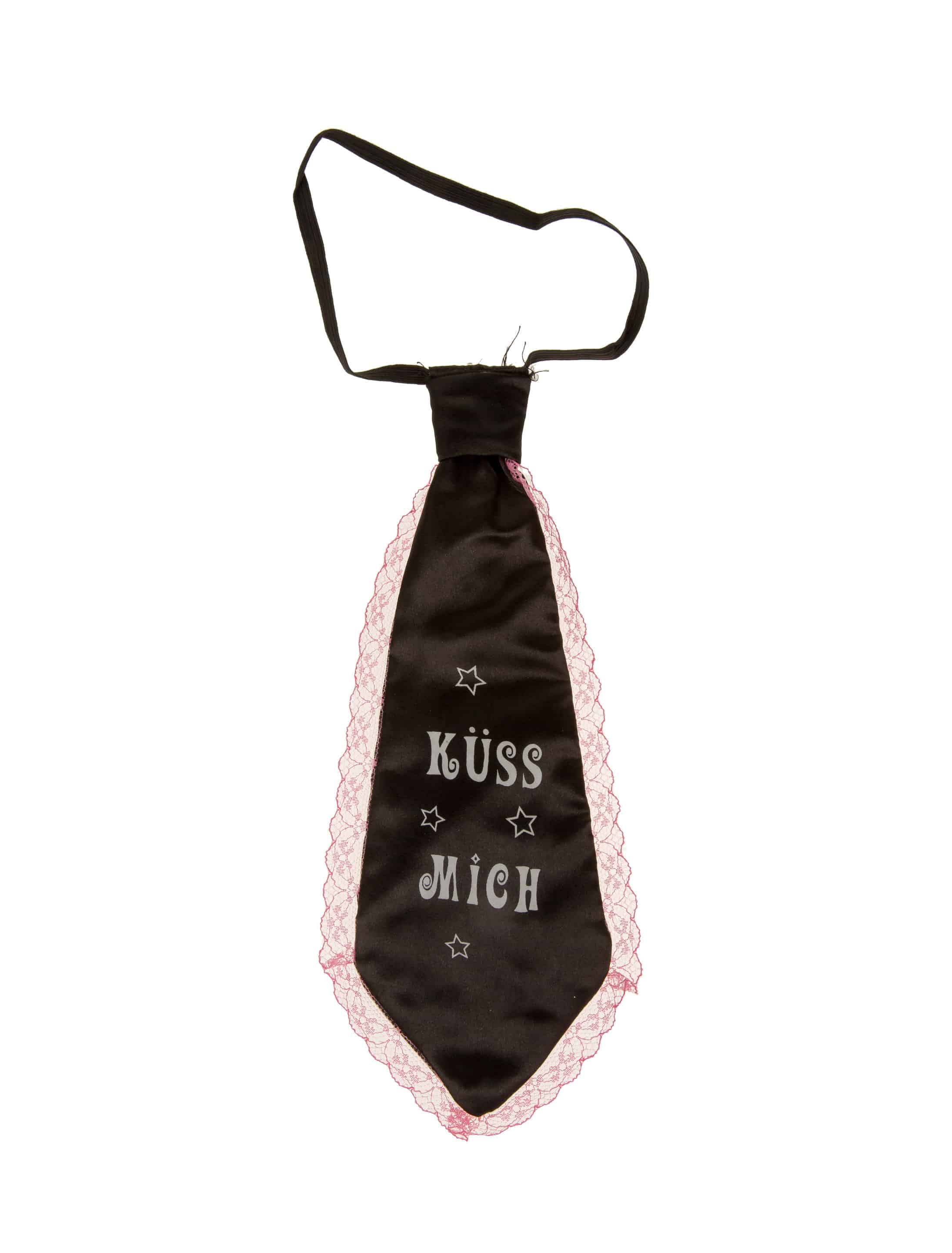 Krawatte Kiss me schwarz/rosa