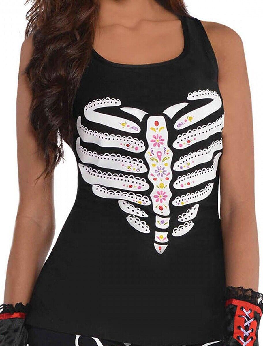 Tank-Top mit Skelett schwarz/weiß one size Tank-Top mit Skelett schwarz/weiß one size