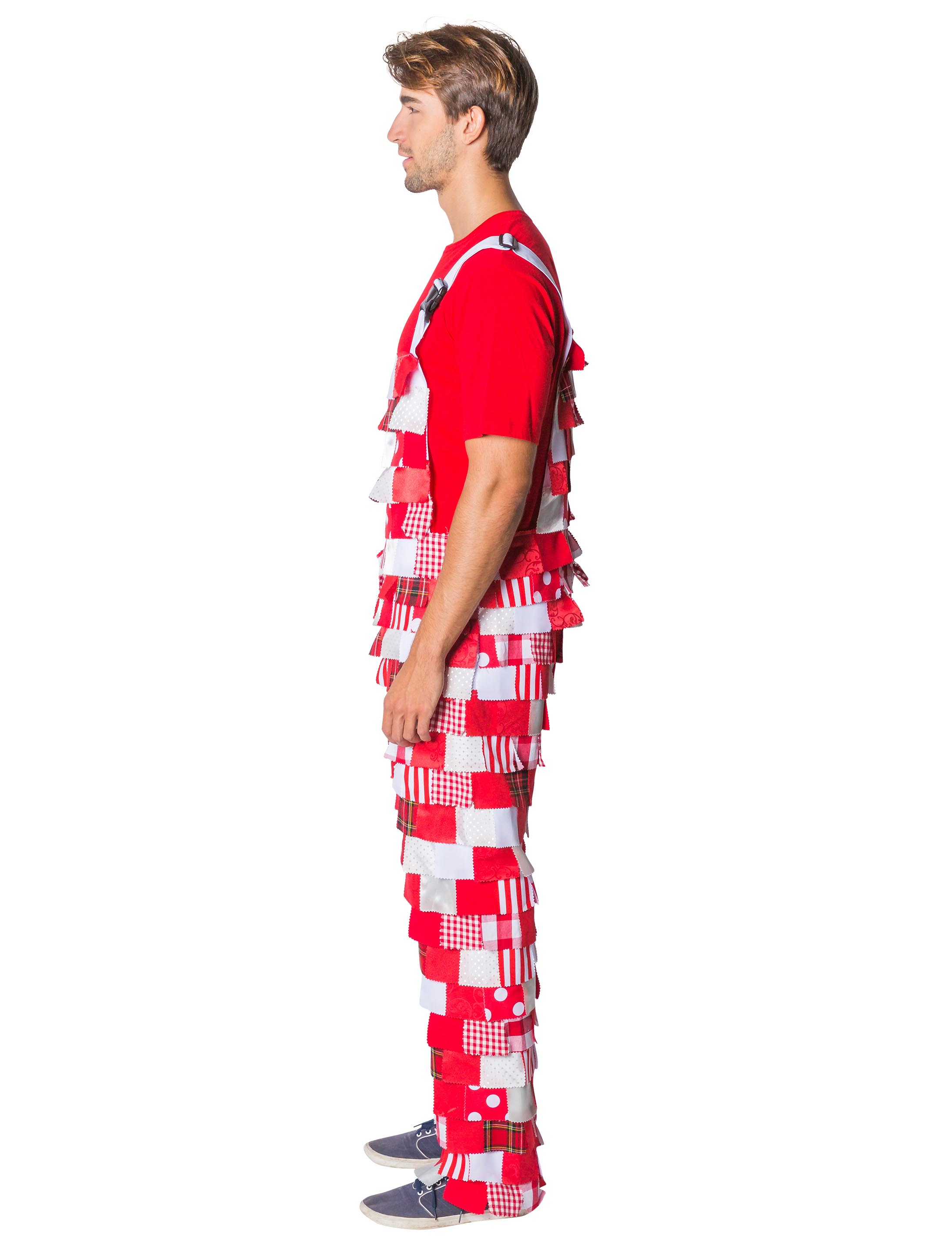 Latzhose Lappen rot/weiß 52 Unisex