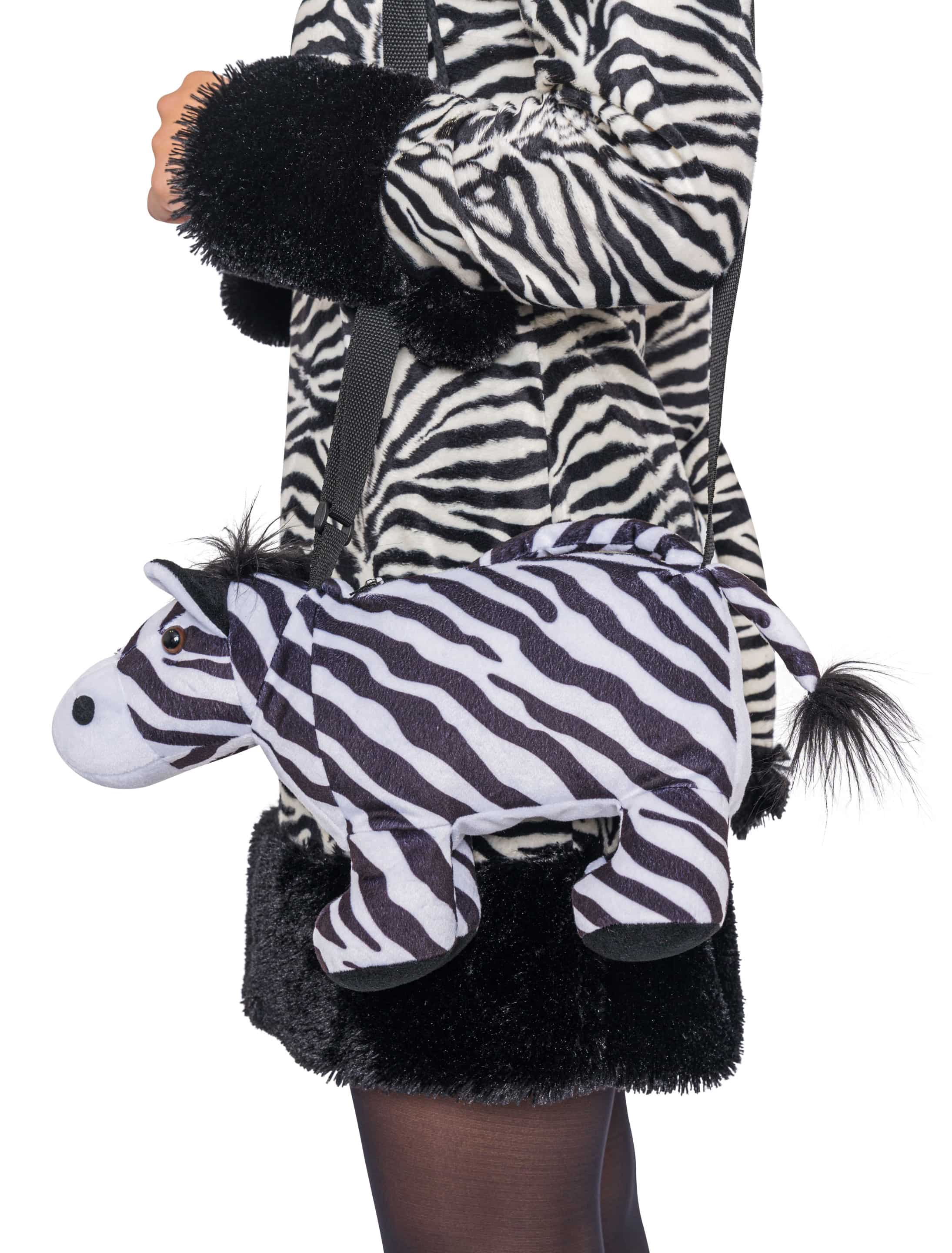 Tasche Plüsch Zebra schwarz/weiß