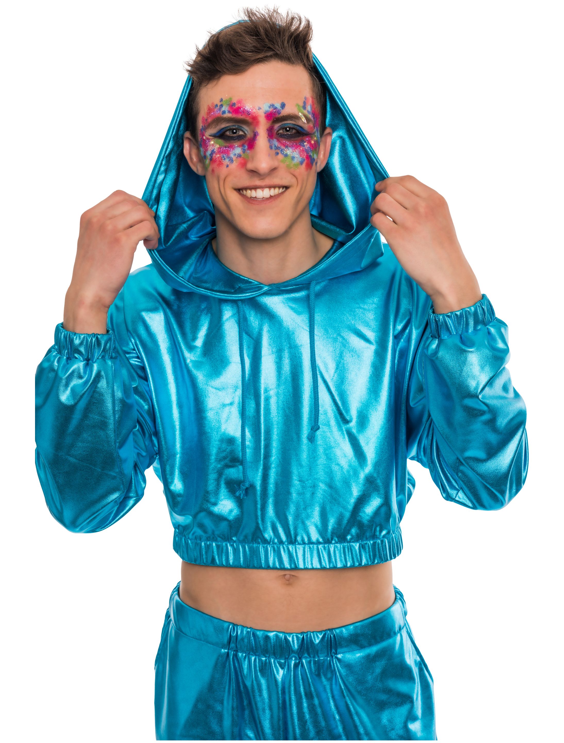 Cropped Hoodie metallic blau L/XL Cropped Hoodie metallic blau L/XL