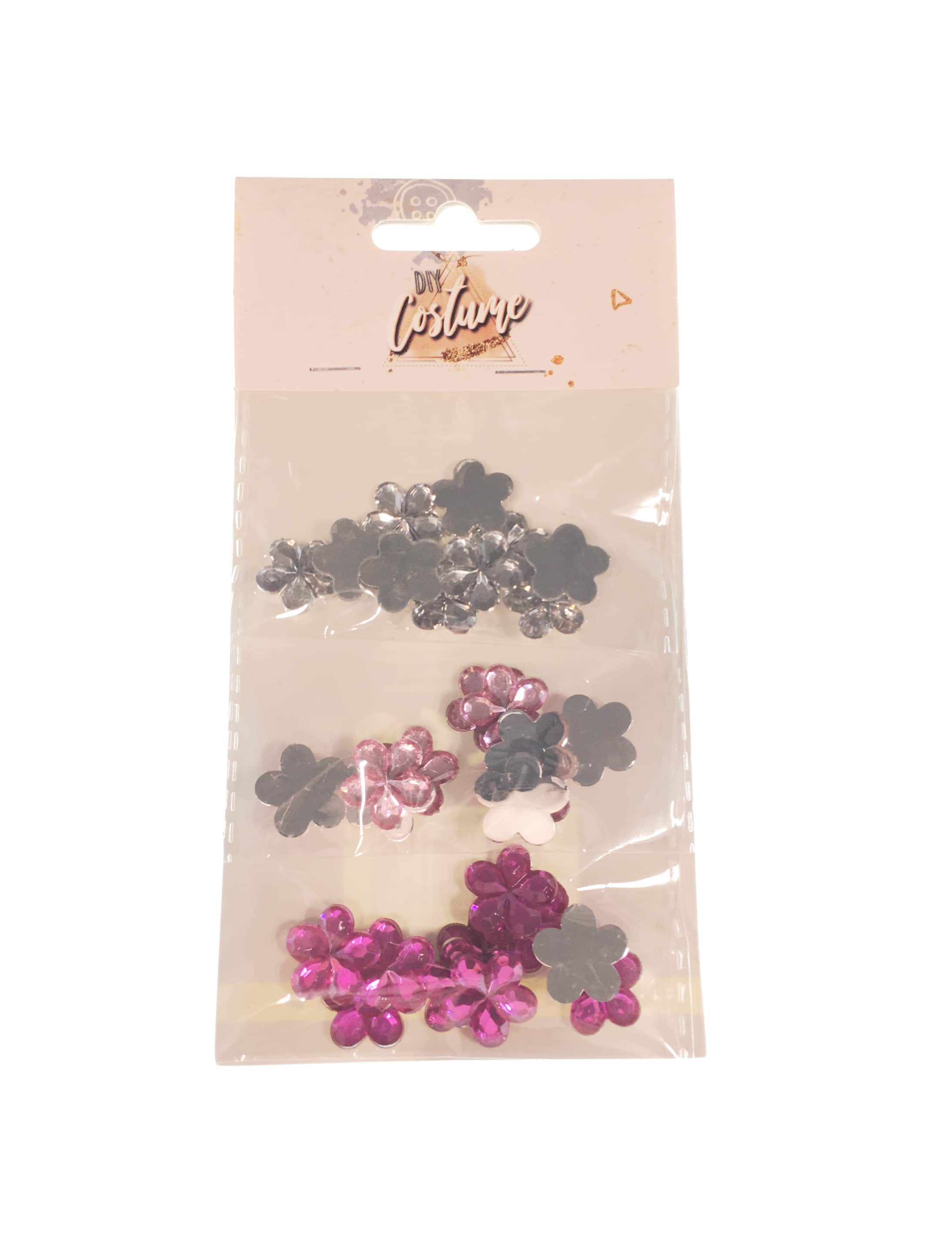 Strasssteine Blume silber/pink/lila 30 Stk.