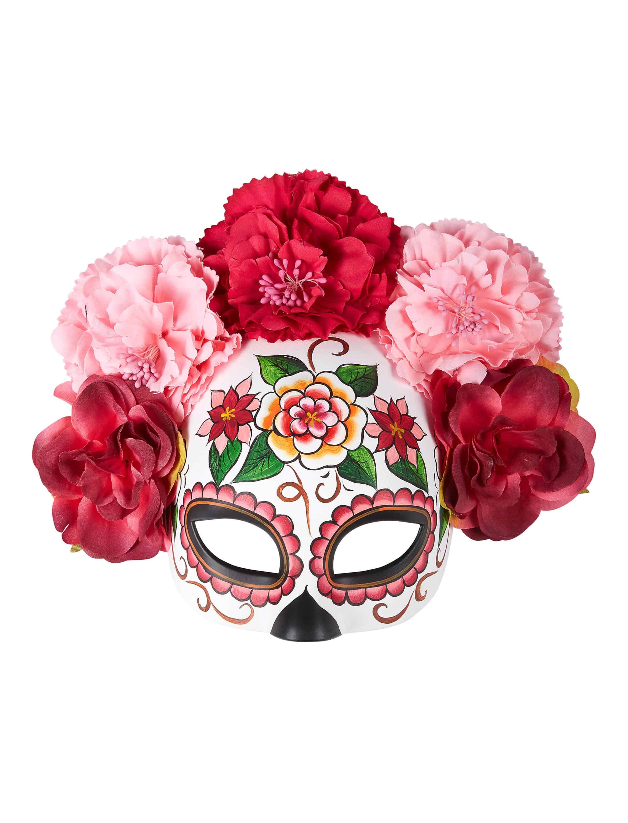 Halbmaske Sugar Skull Blumen pink/rosa