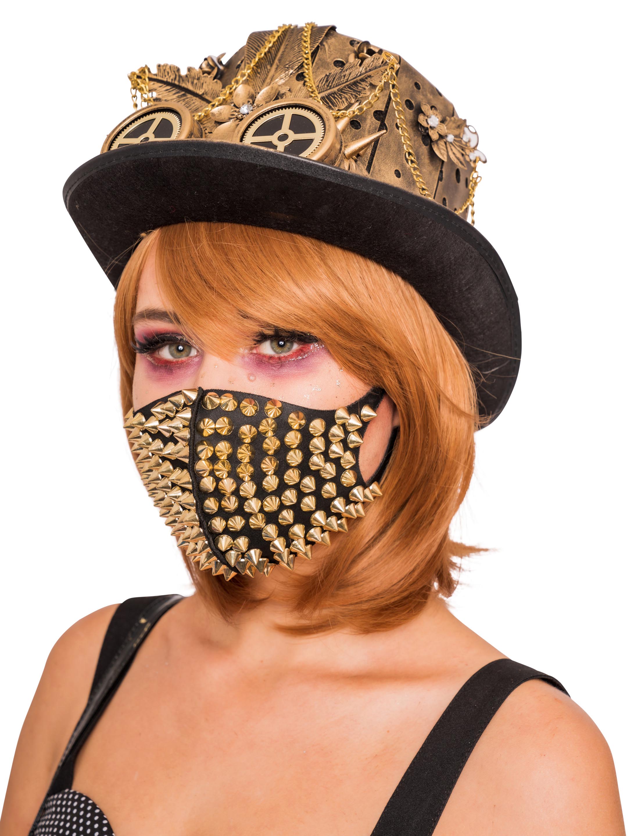 Maske Steampunk mit Nieten gold