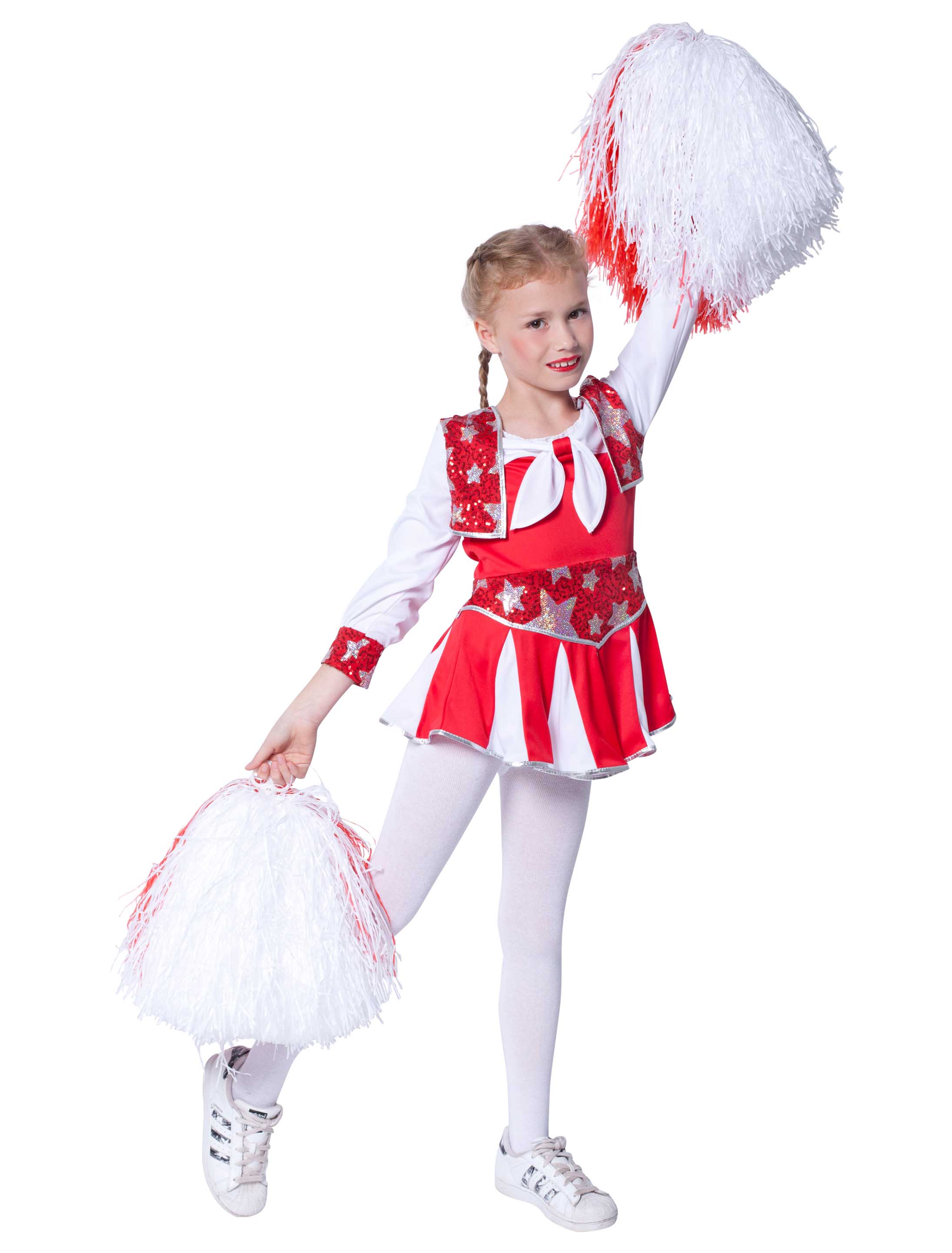 Kleid Cheerleader Kinder rot/weiß 128