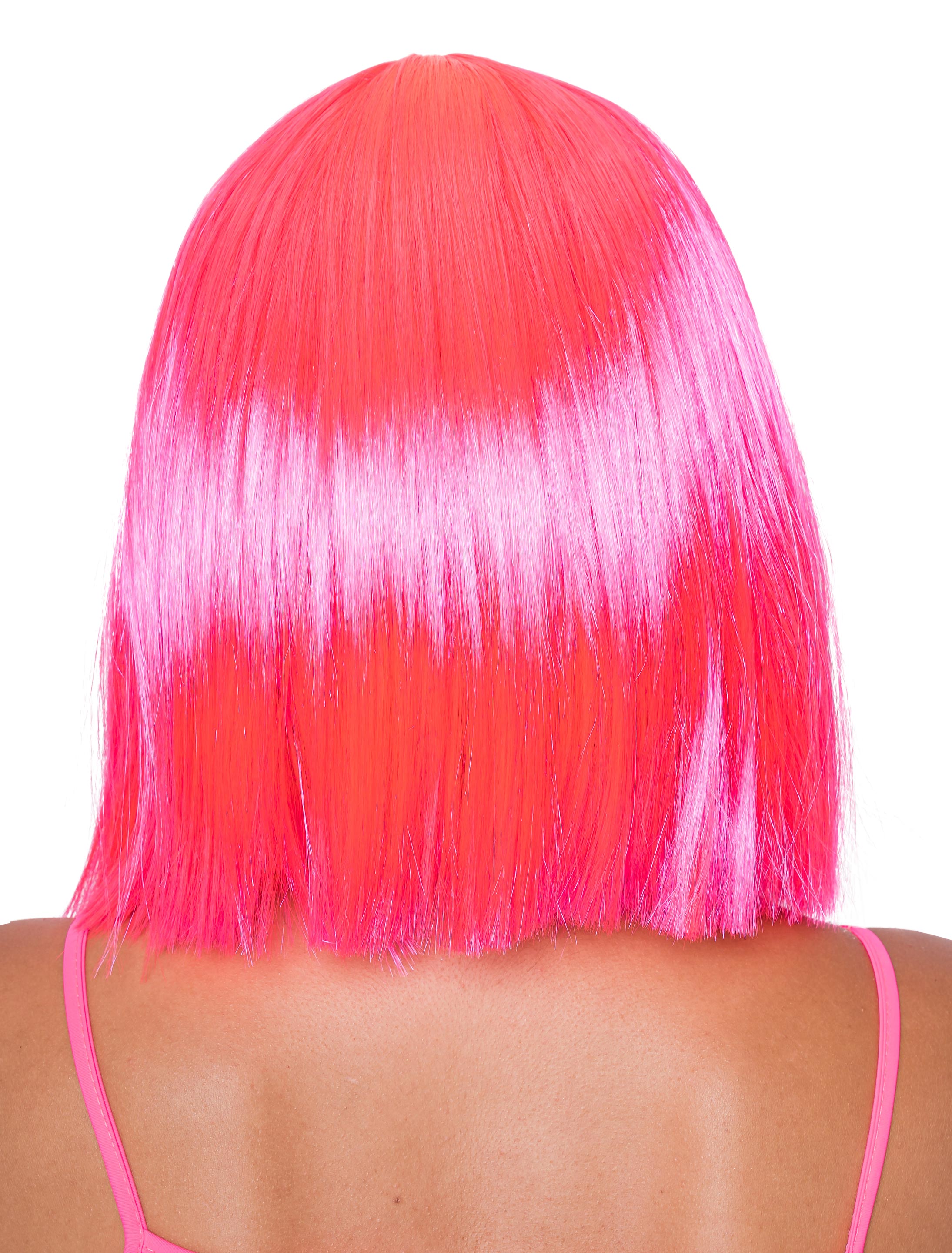 Perücke mittellang glatt mit Pony neonpink Perücke mittellang glatt mit Pony neonpink