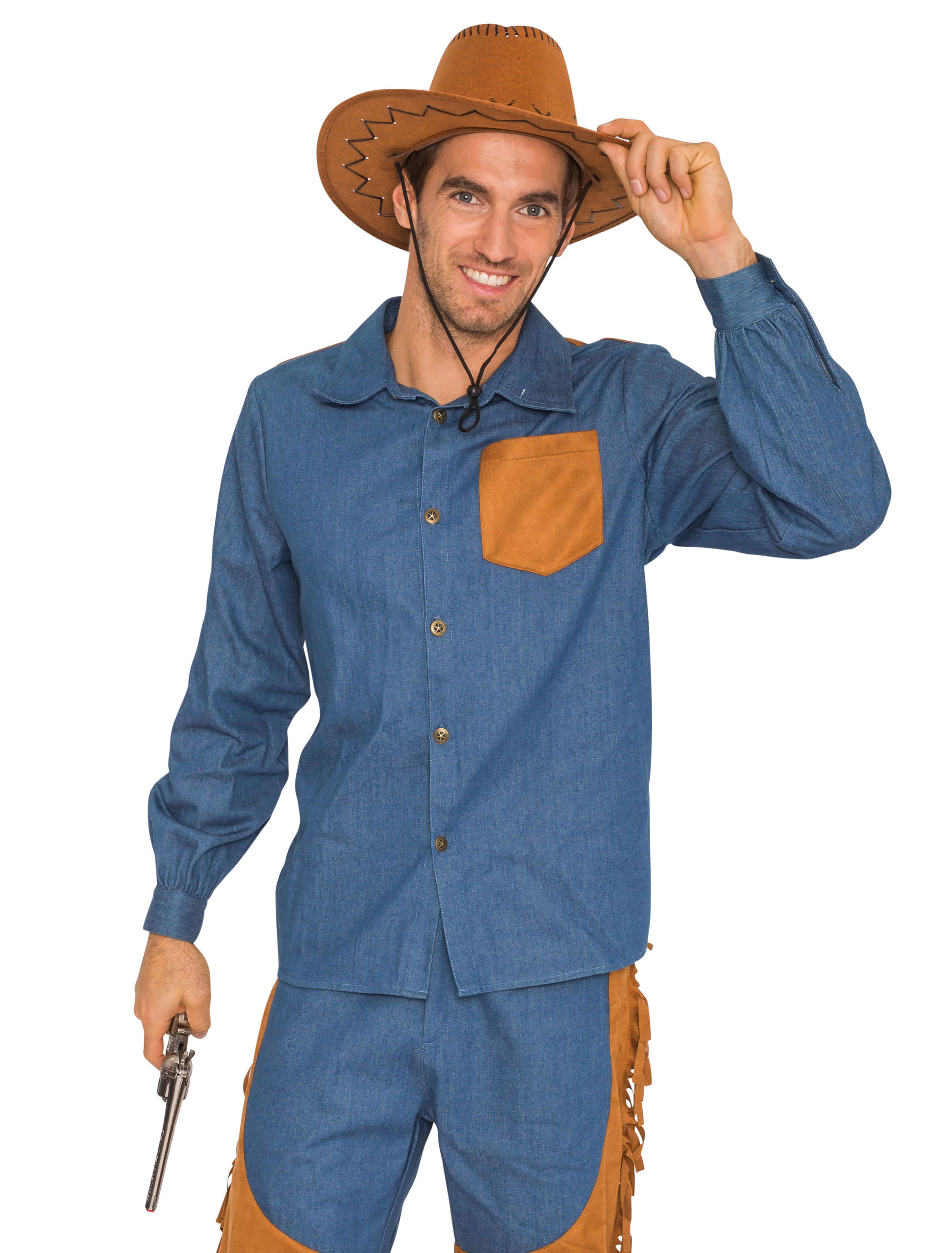 Hemd Cowboy Herren dunkelblau XL