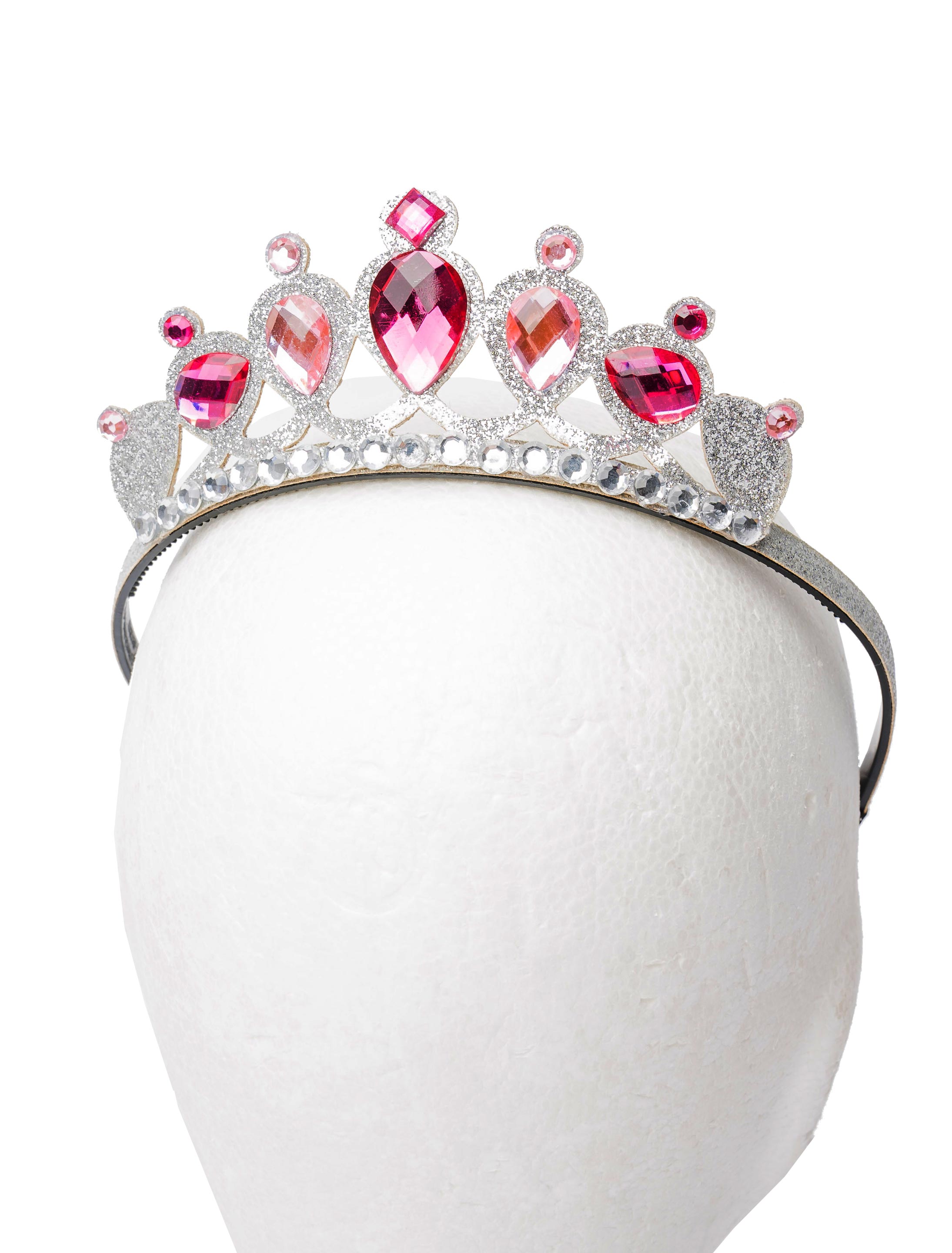 Diadem Johanna silber mit Steinen pink